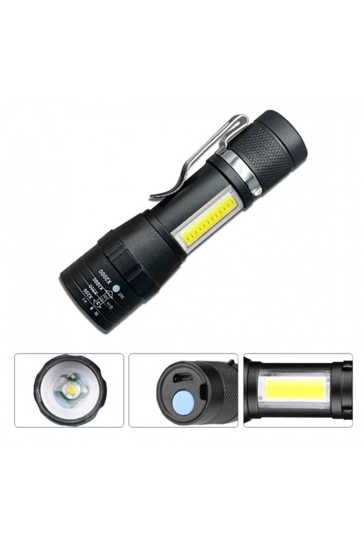 swilex Zoomlu Şarjli Cob Led Güçlü El Feneri WB-017