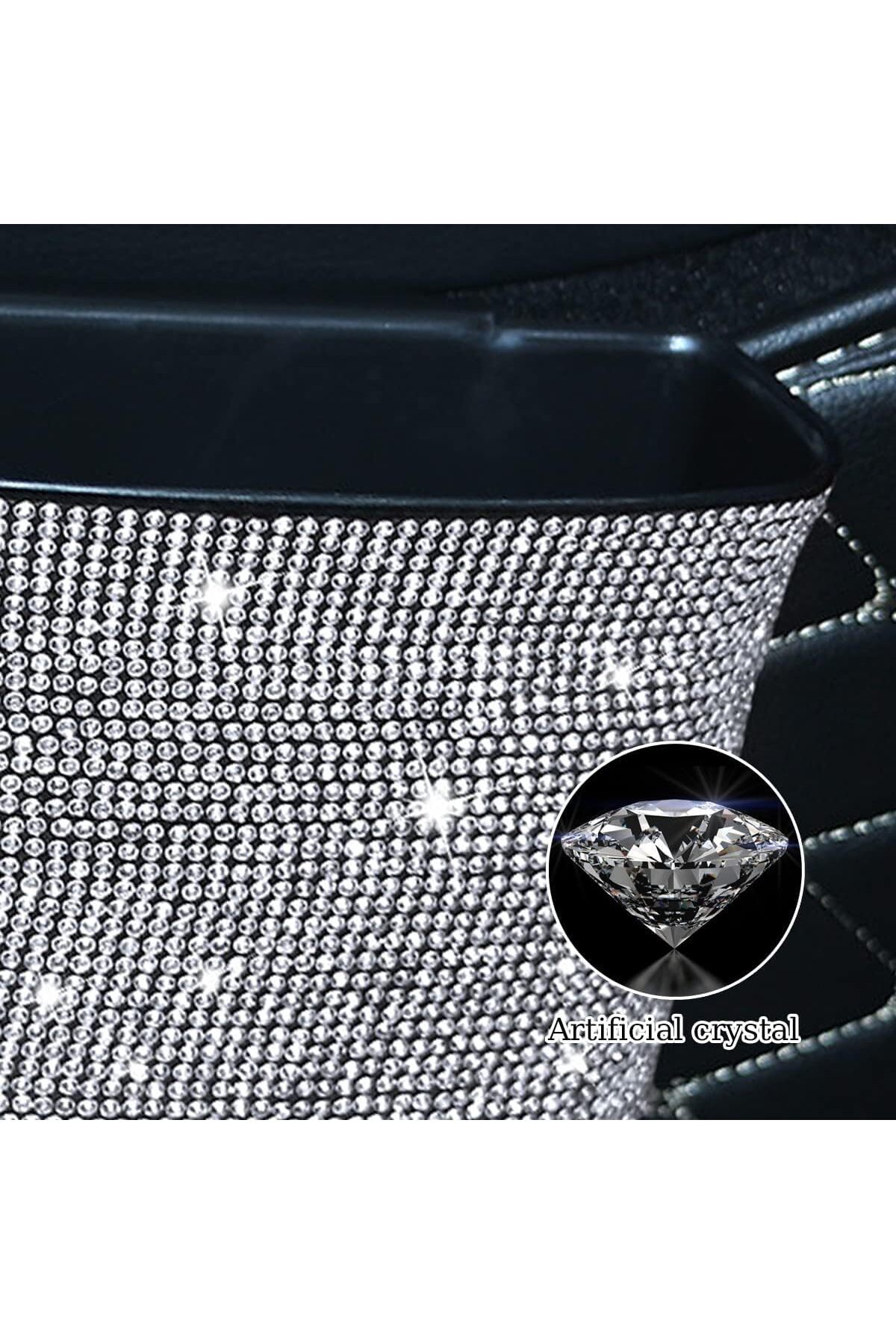 Generic-EXCEFORE Car Trash Can, Hanging Wastebasket with Sparkling Rhinestones, for Desk Car small-trash Po 5