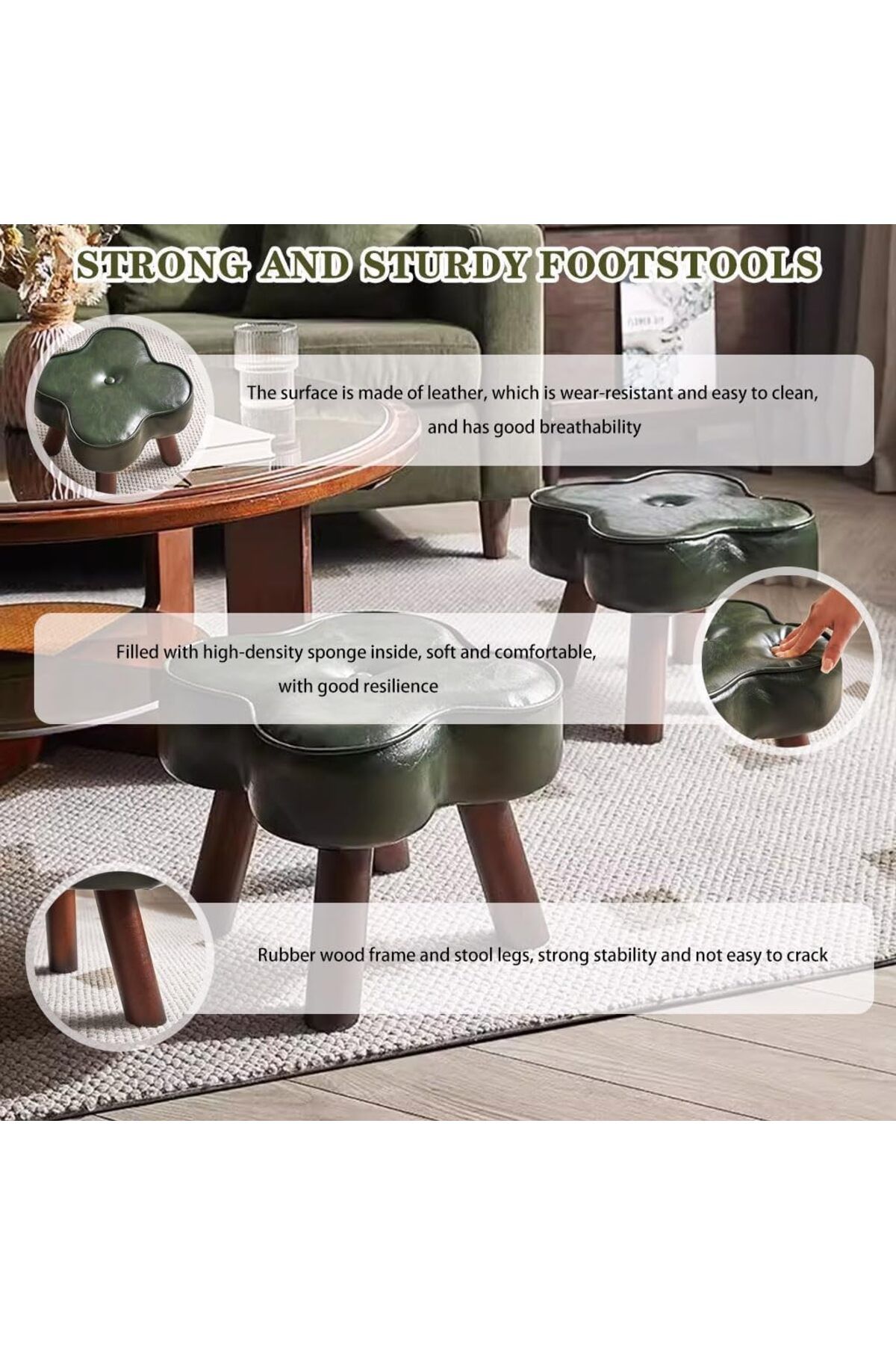 Generic-Paporich Foot Stool, Floor Poufs for Sitting, Four-leaf Clover Shape Low Stool, Small And Compact O 6