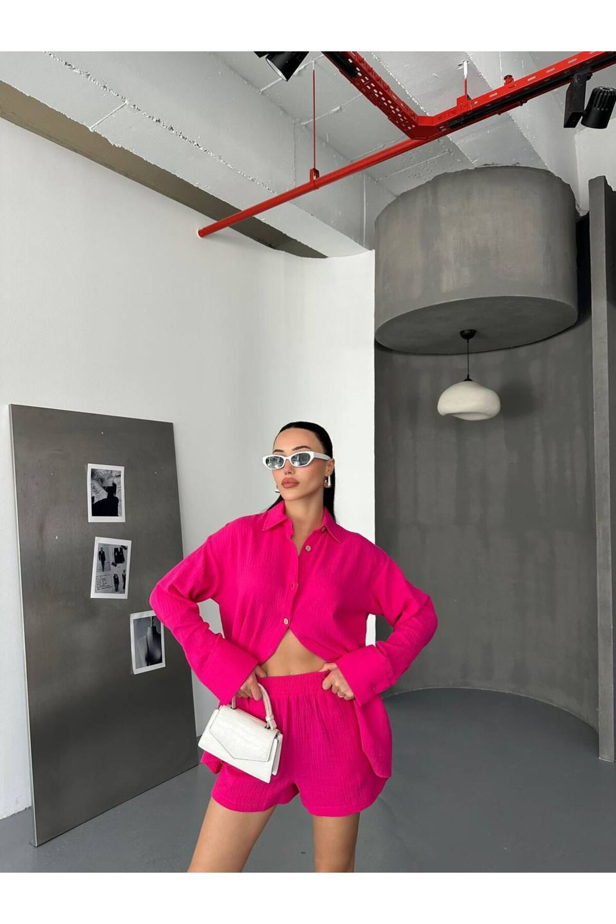 Hotfashion Oversize Gömlek Şort Takım