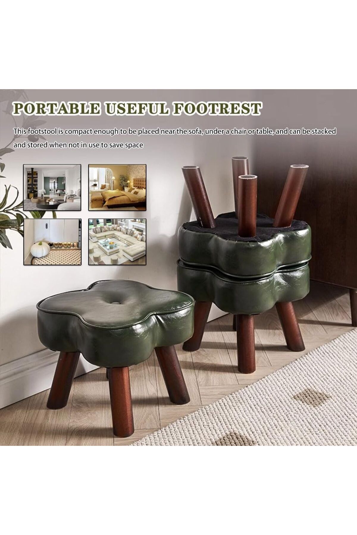 Generic-Paporich Foot Stool, Floor Poufs for Sitting, Four-leaf Clover Shape Low Stool, Small And Compact O 7