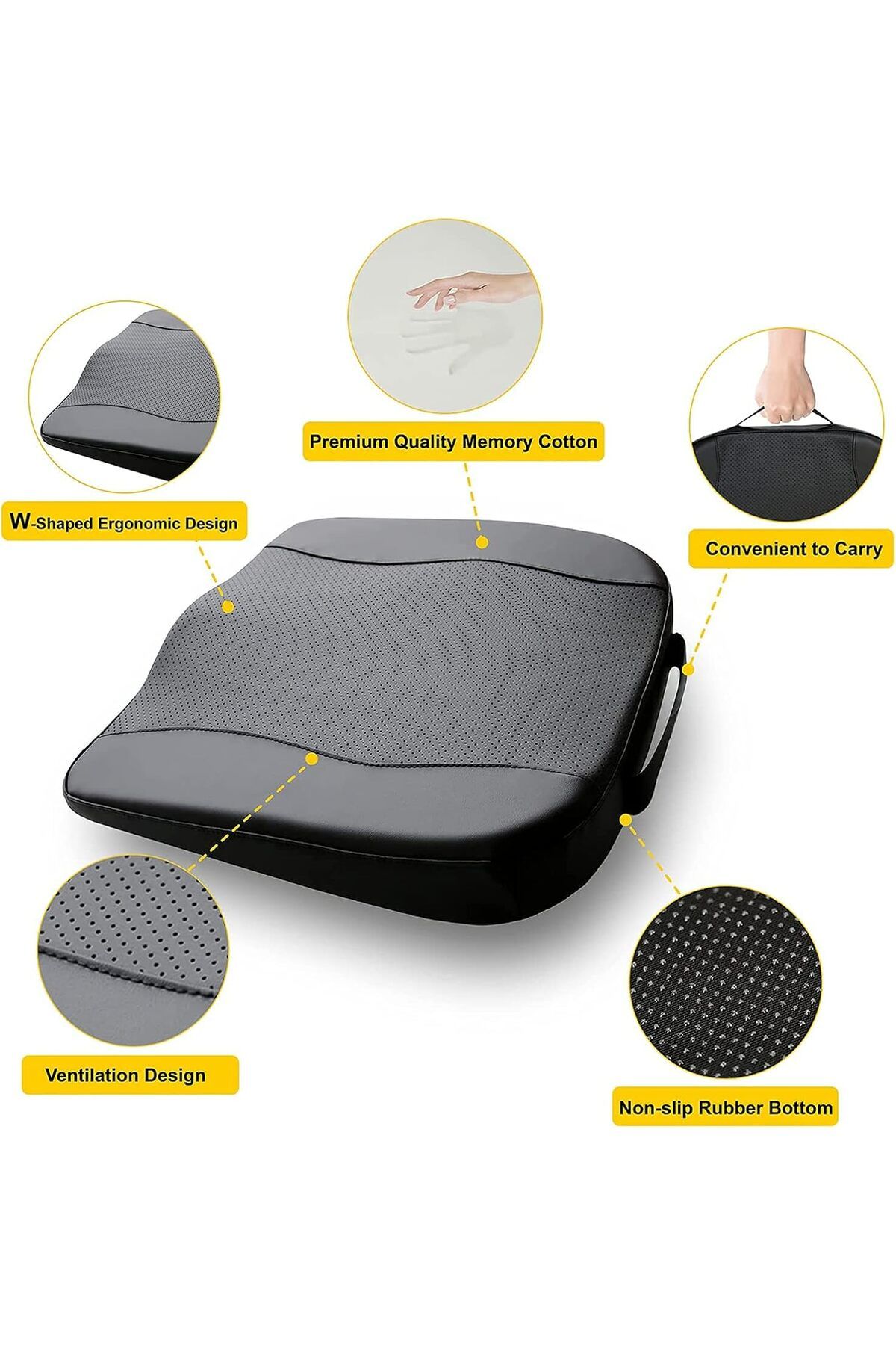 Generic-ELECDON Car Seat Cushion: Memory Foam Driver Seat Cushion for Sciatica and Lower Back Pain Relief, 5