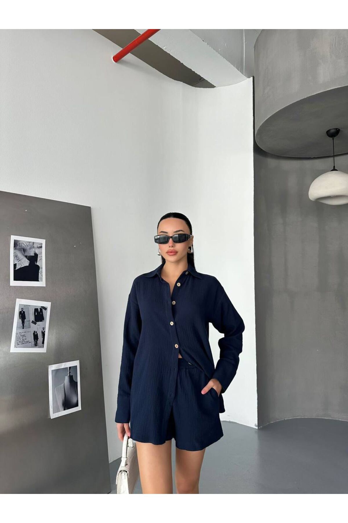 Hotfashion Oversize Gömlek Şort Takım