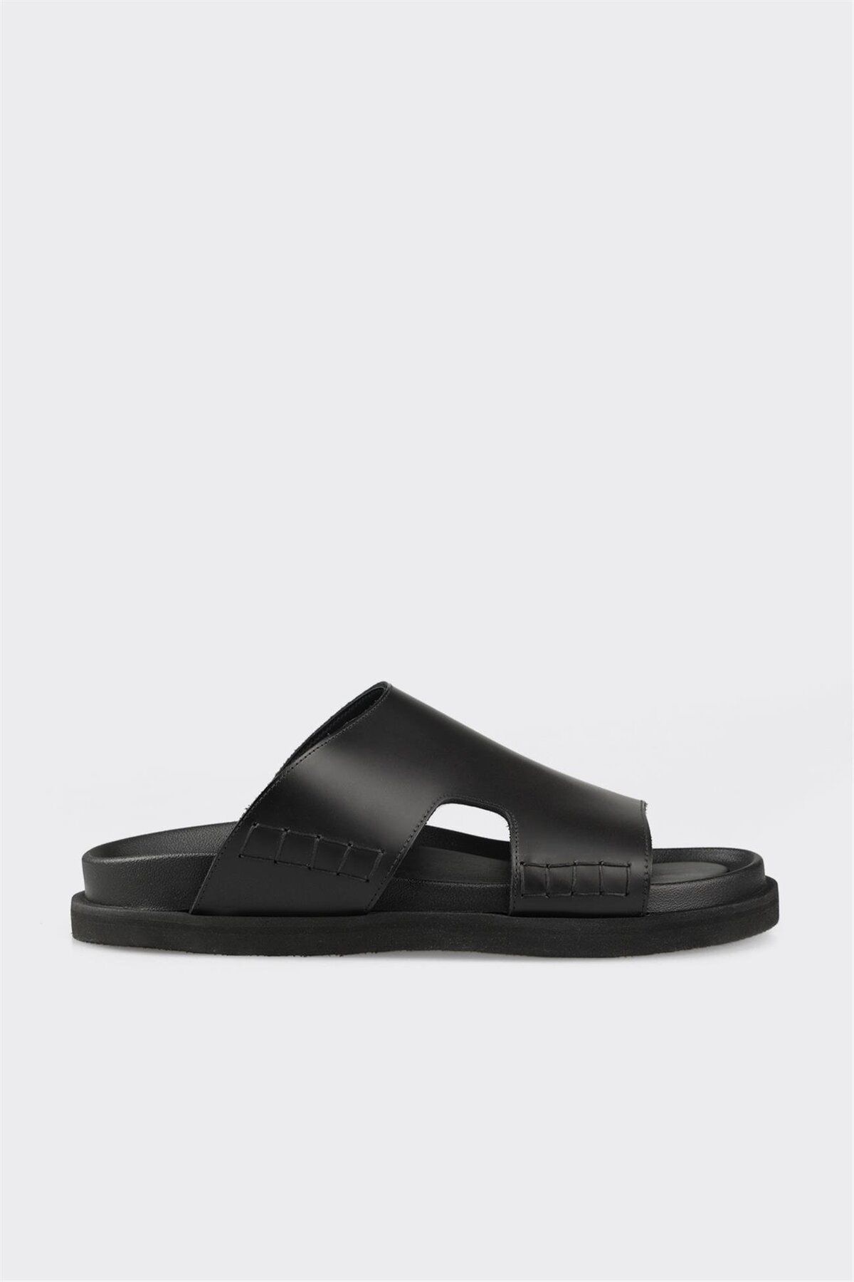 Elle Shoes Siyah Deri Erkek Terlik