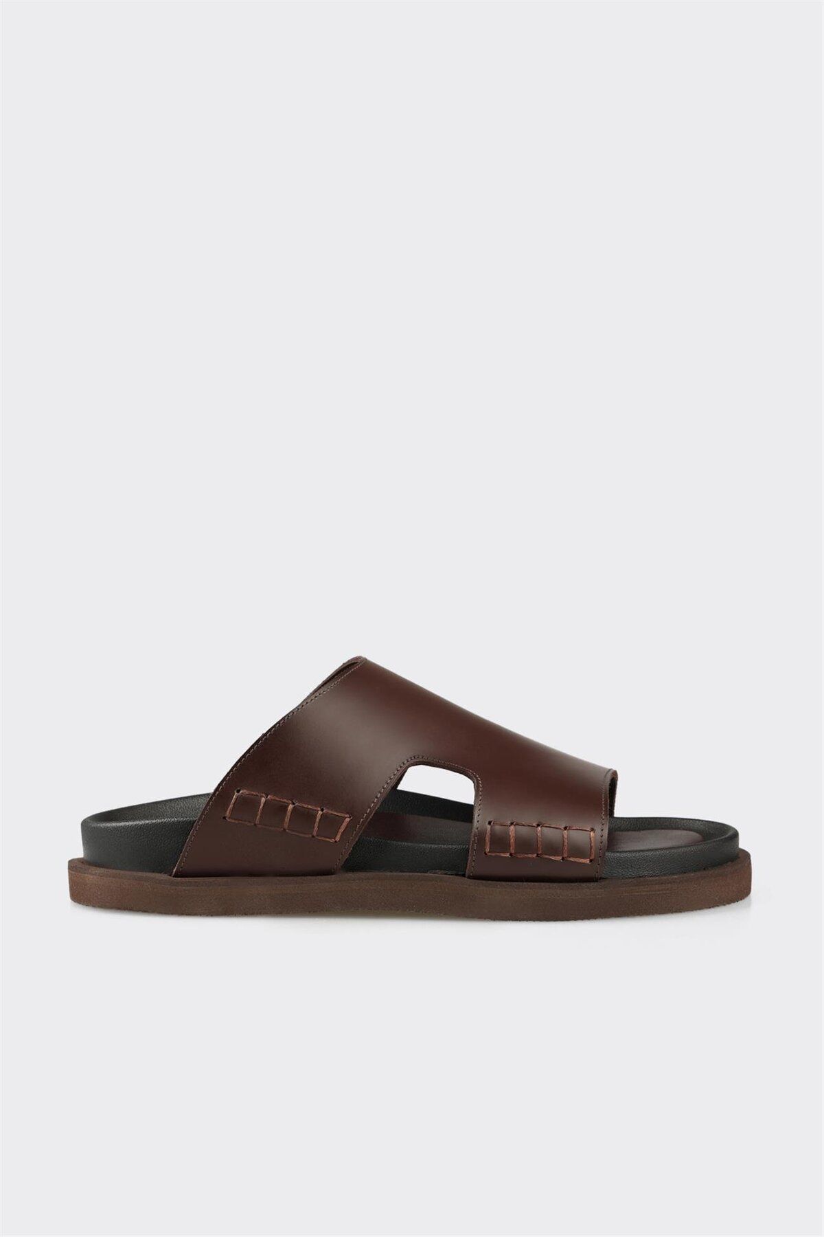 Elle Shoes Kahve Deri Erkek Terlik