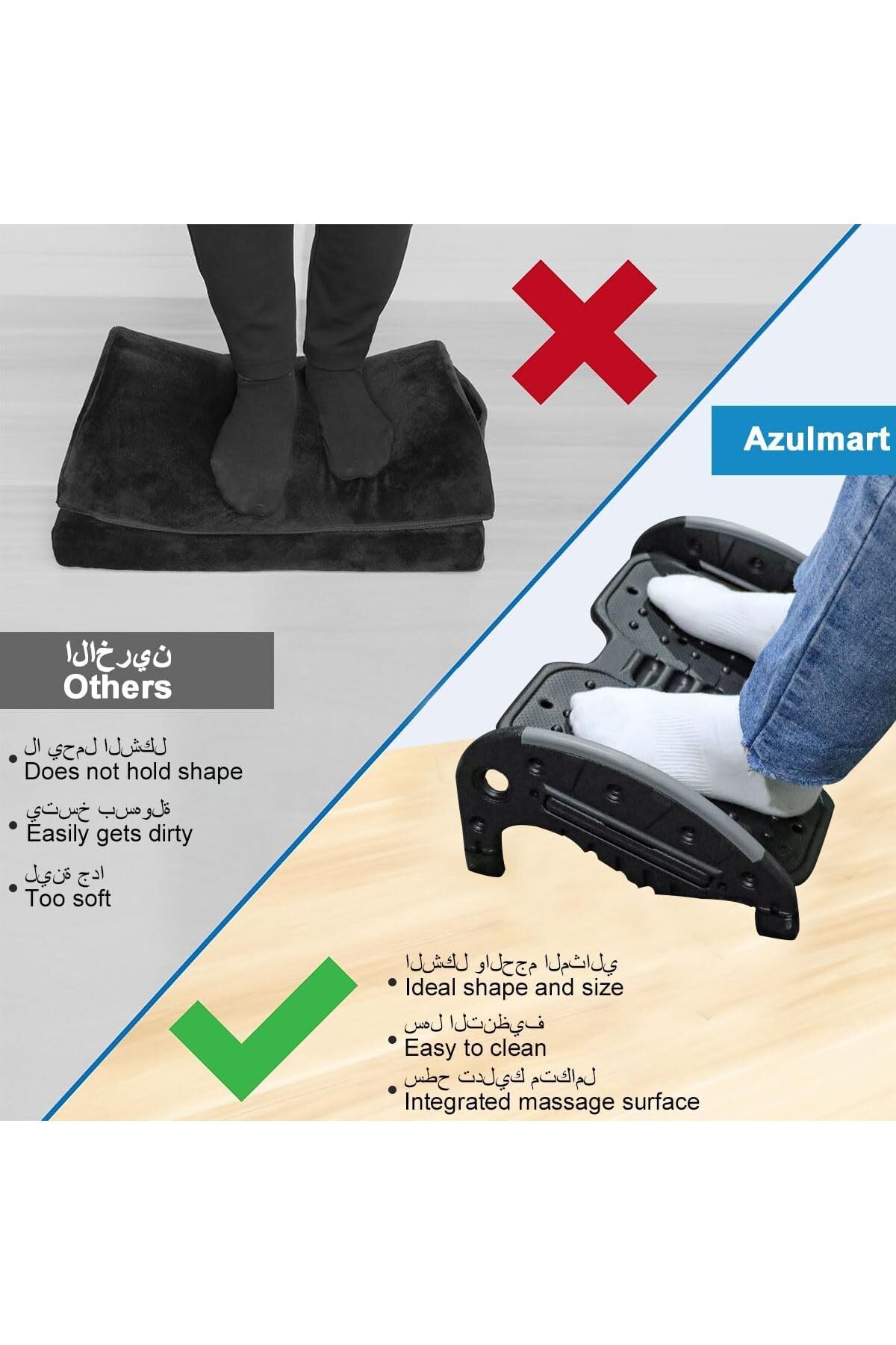 Generic-Foot Rest Under Desk Ergonomic Footrest Adjustable Foot Stool with Non-Slip Massage Texture & 0-25° 5