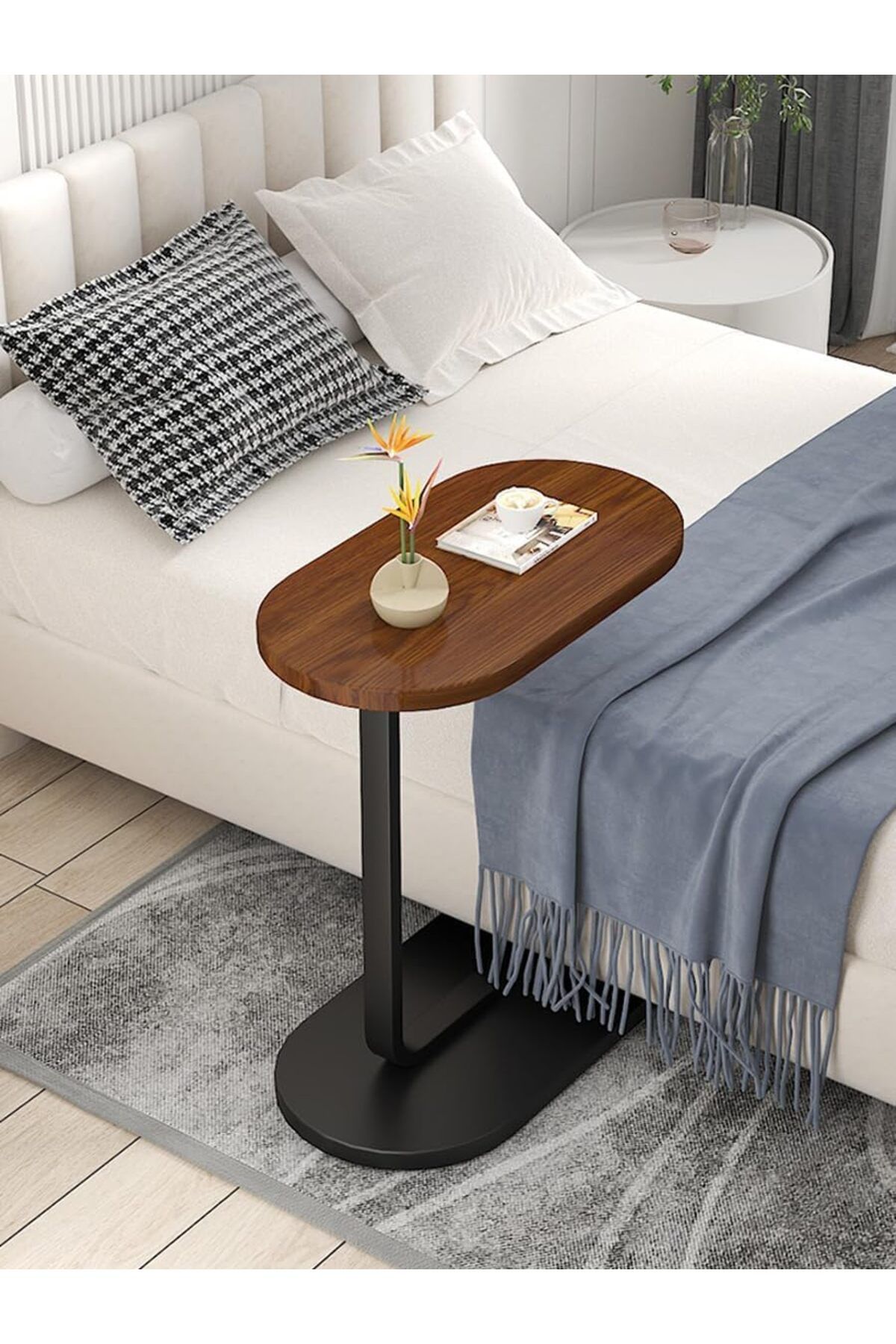 Generic-Jorunb Modern C Shaped Side Table C Shaped End Table for Little Spaces Small Couch Side Tables That 6