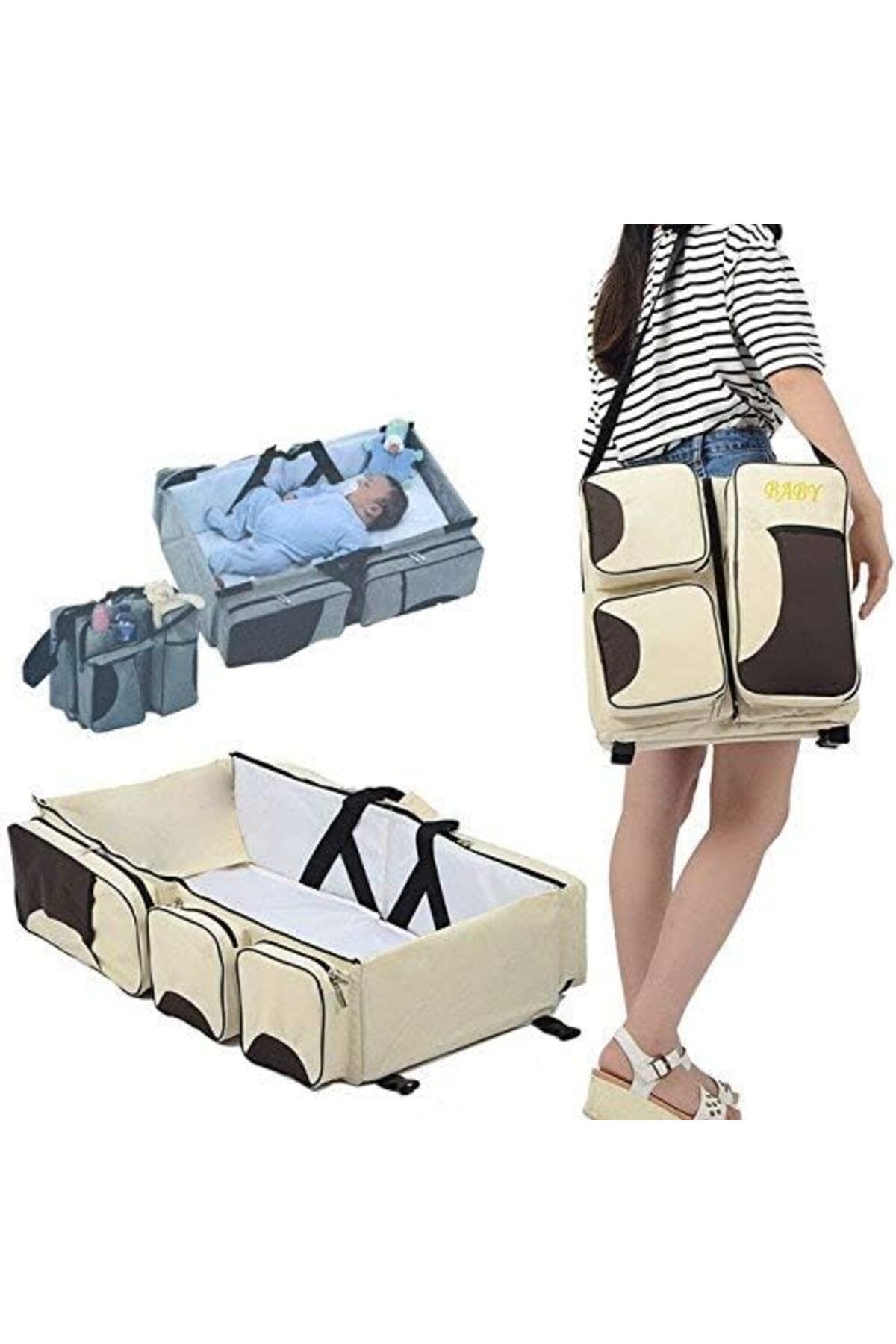 Generic-Pink Pari 2 in 1 Multi-Function Portable Folding Baby Travel Bed Crib Diaper Bag by Warmword 4