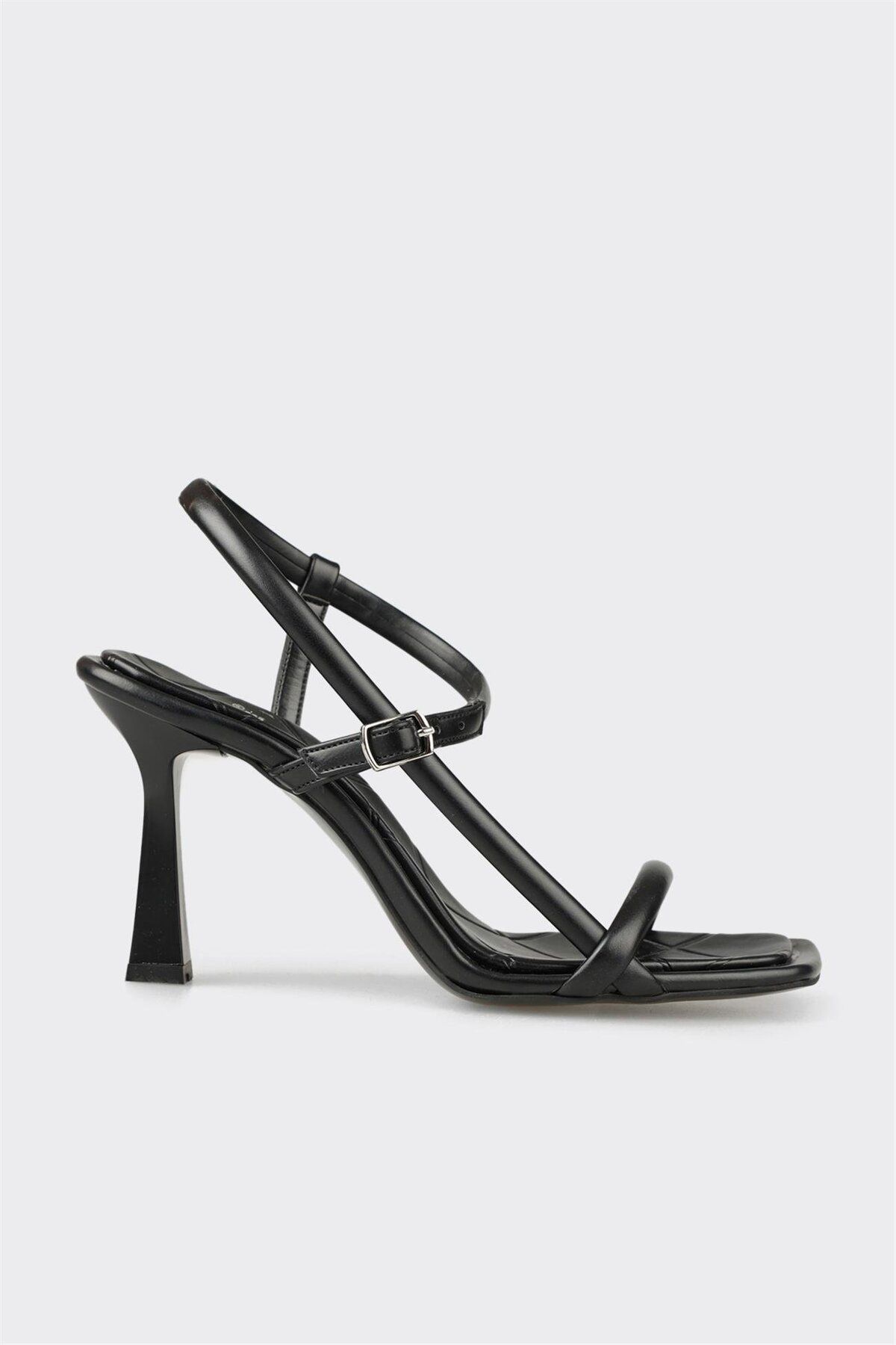 Elle Shoes Siyah Kadın Topuklu Sandalet