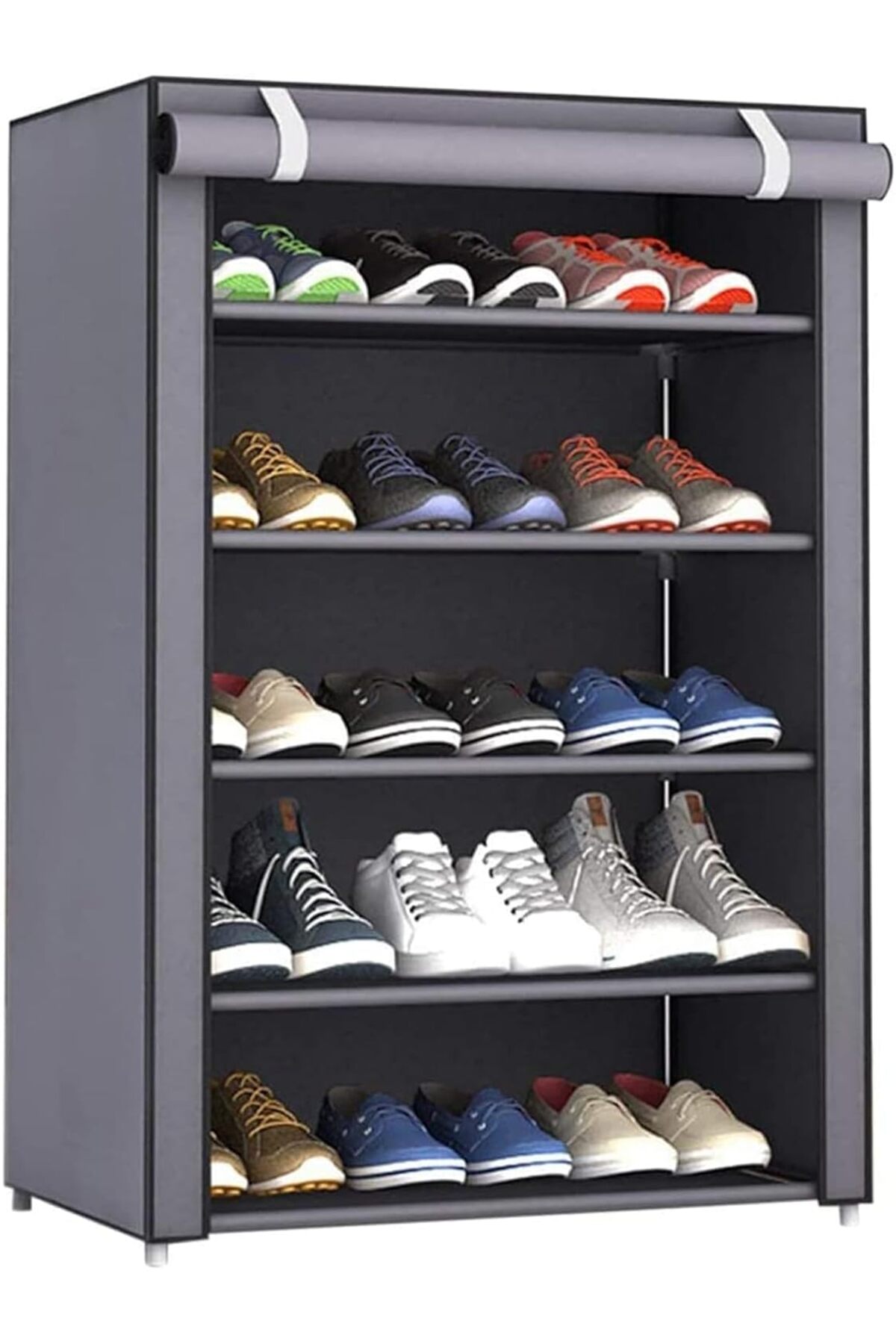 منظم أحذية قماش 5 طبقات, رف تخزين قائم للمدخل والممر – تصميم مدمج لتوفير المساحة وتخزين الأحذية