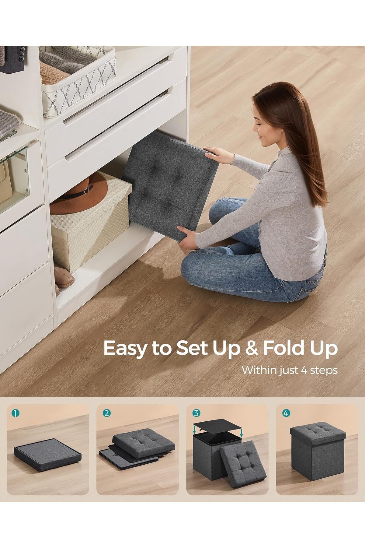 مقعد عثماني للتخزين من SKY-TOUCH، مكعب عثماني للتخ...