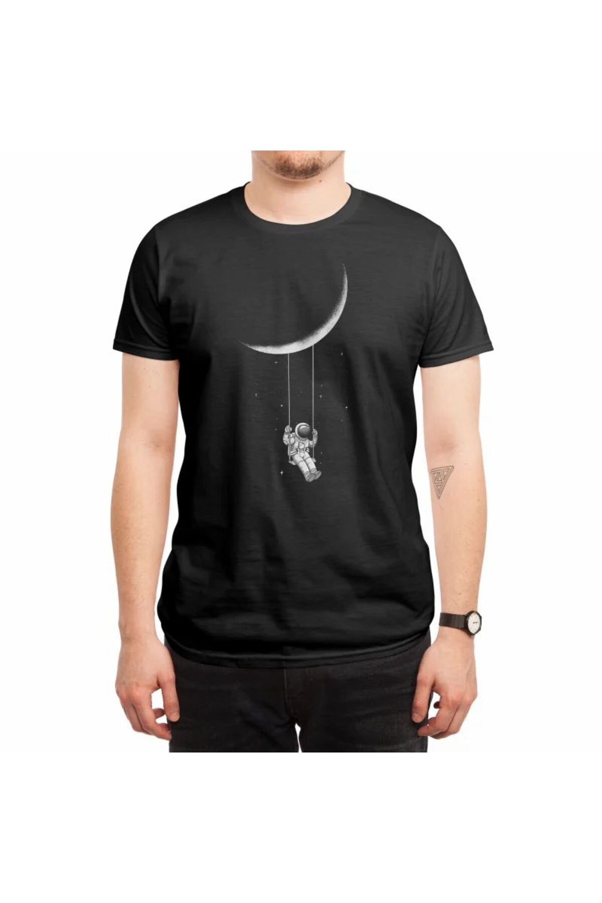ship master Unisex Astronot Tasarımlı Tişört – Ay Sallanma Temalı