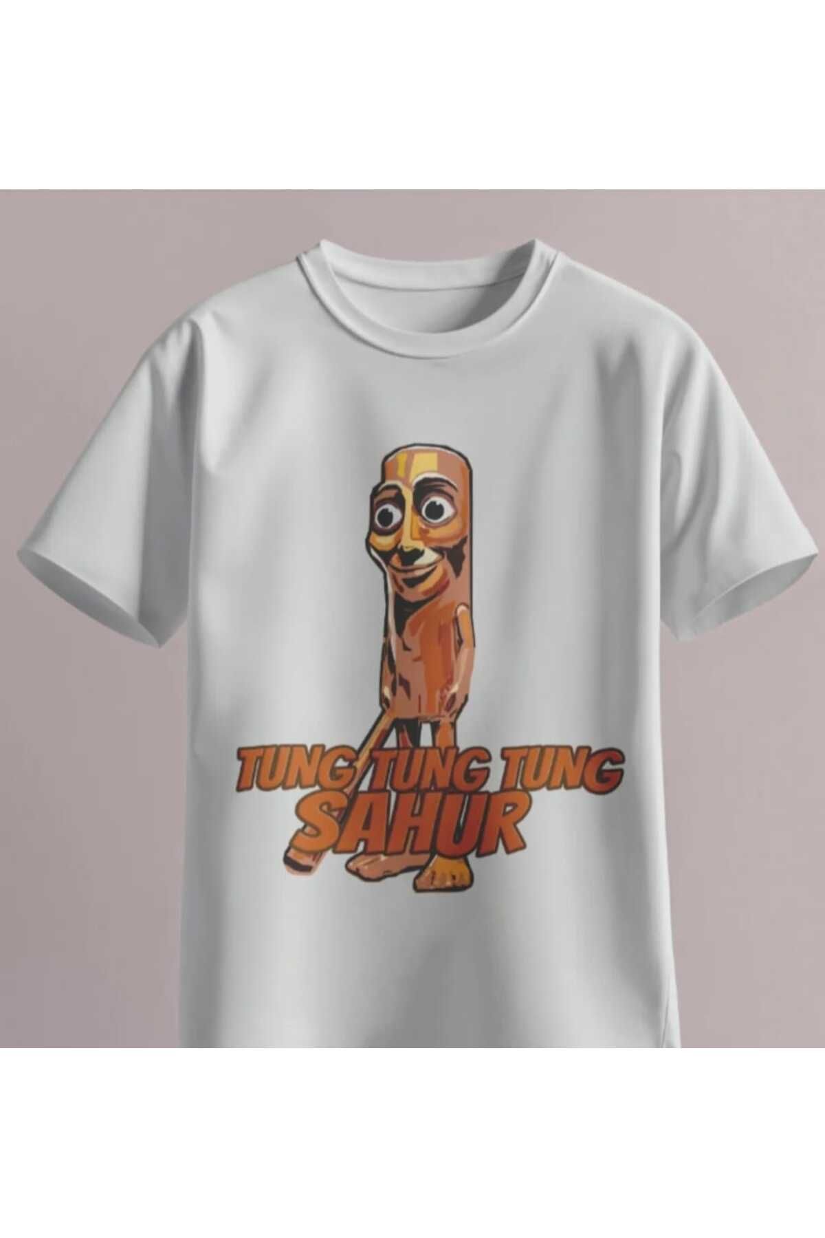 Elvino TUNG TUNG TUNG SAHUR OVERSİZE BEYAZ T-SHİRT