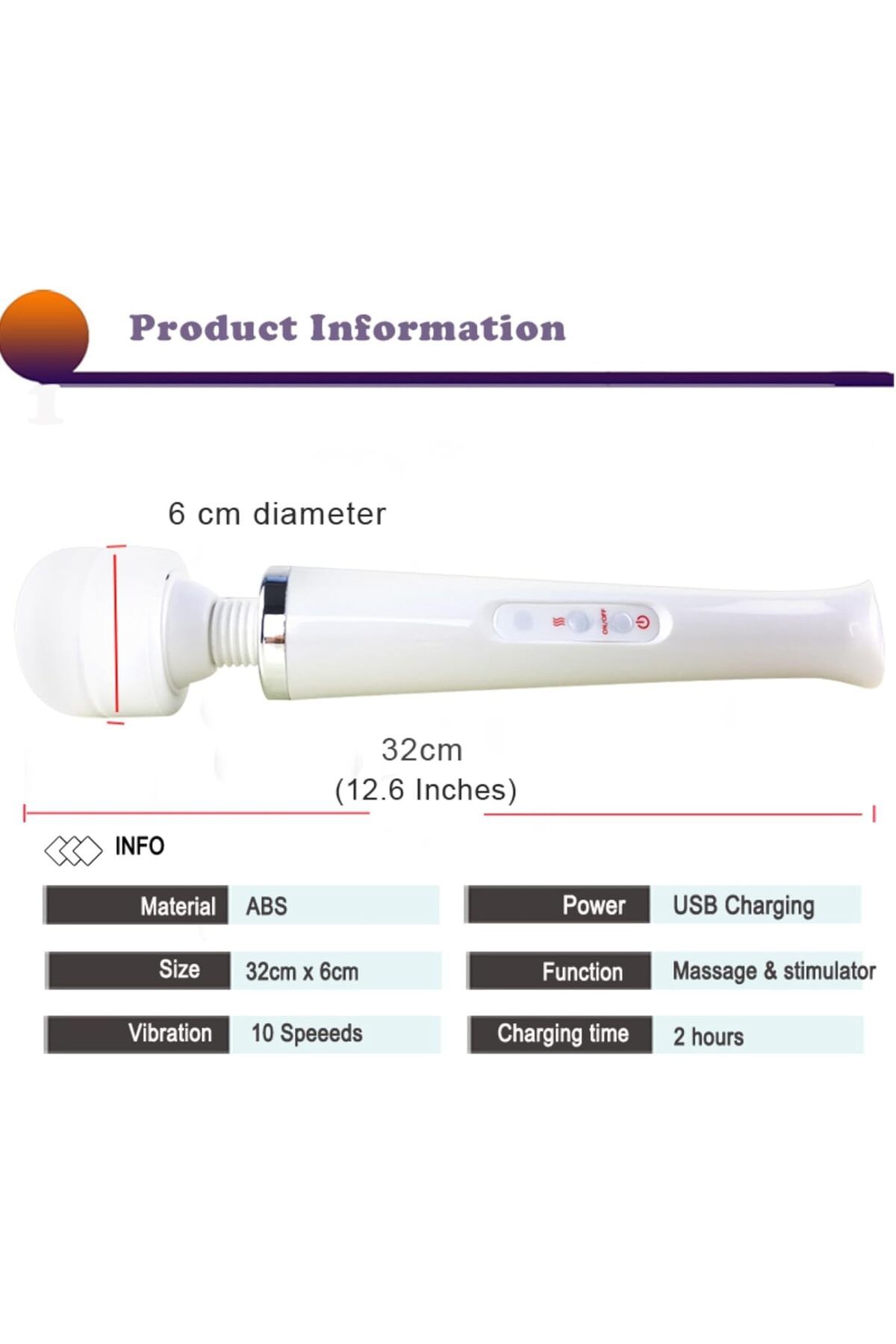 fulina-USB Charge Handheld Massager,Can Be Bent 360°,10 Modes,Variable Intensity,Noise Less than 40db 3