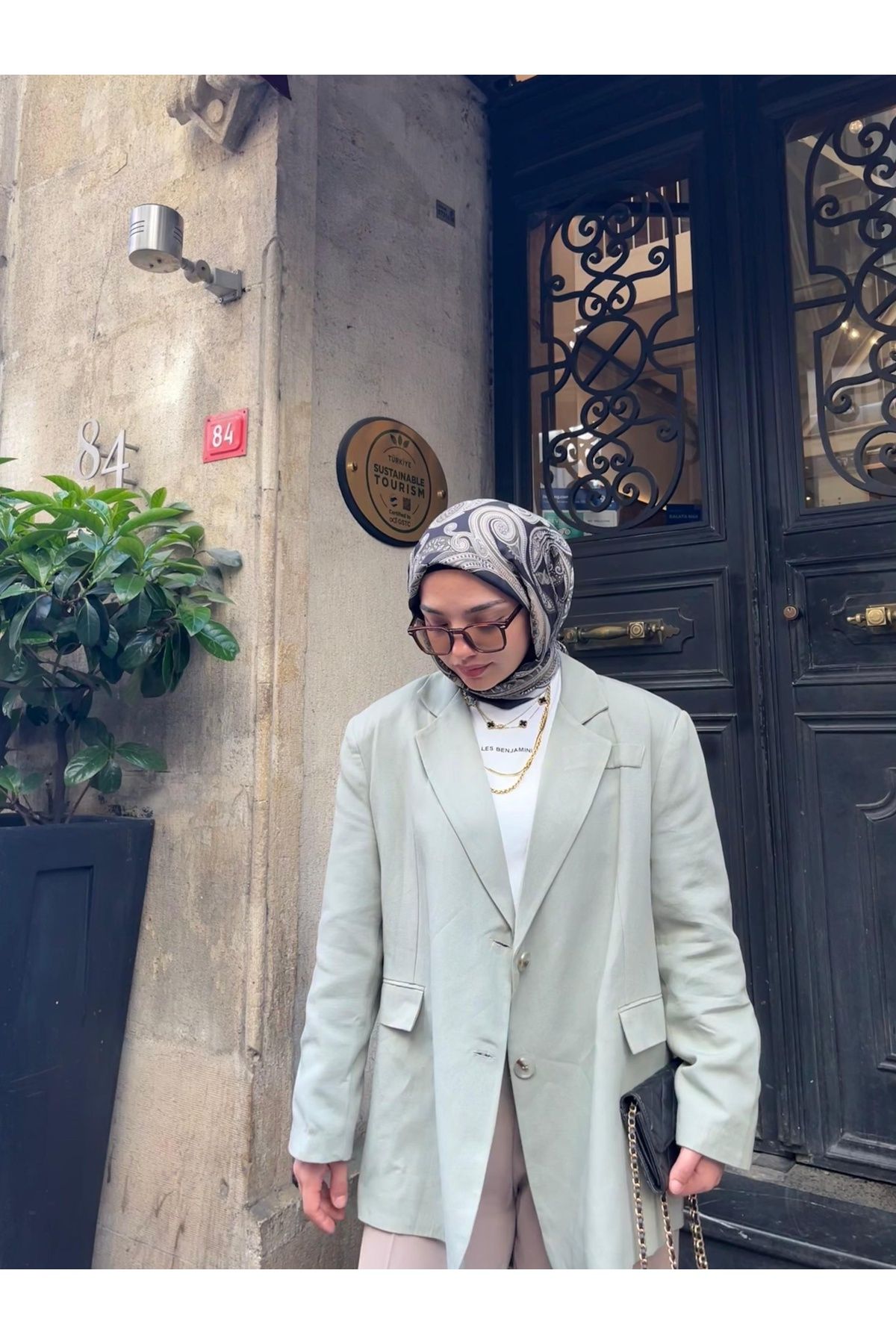 lamina Keten Oversize Mng Astarlı Blazer Yeşil
