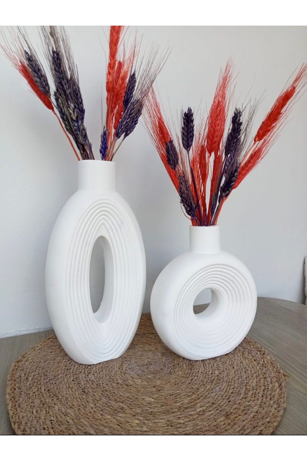 YILDIZ DECOR 2 adet kuzey tarzı yuvarlak İskandinav Modern Çizgili Dekoratif büyük boy Vazo