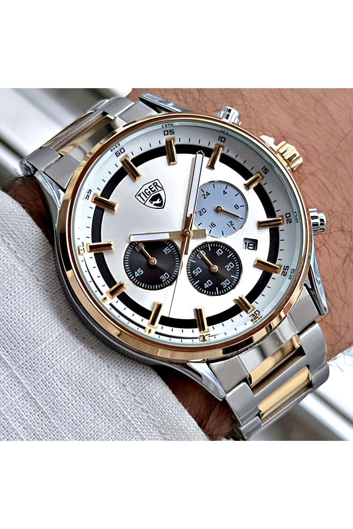 Tiger TİGER ERKEK KOL SAATİ TI-615BY 42MM-46MM METAL-GOLD