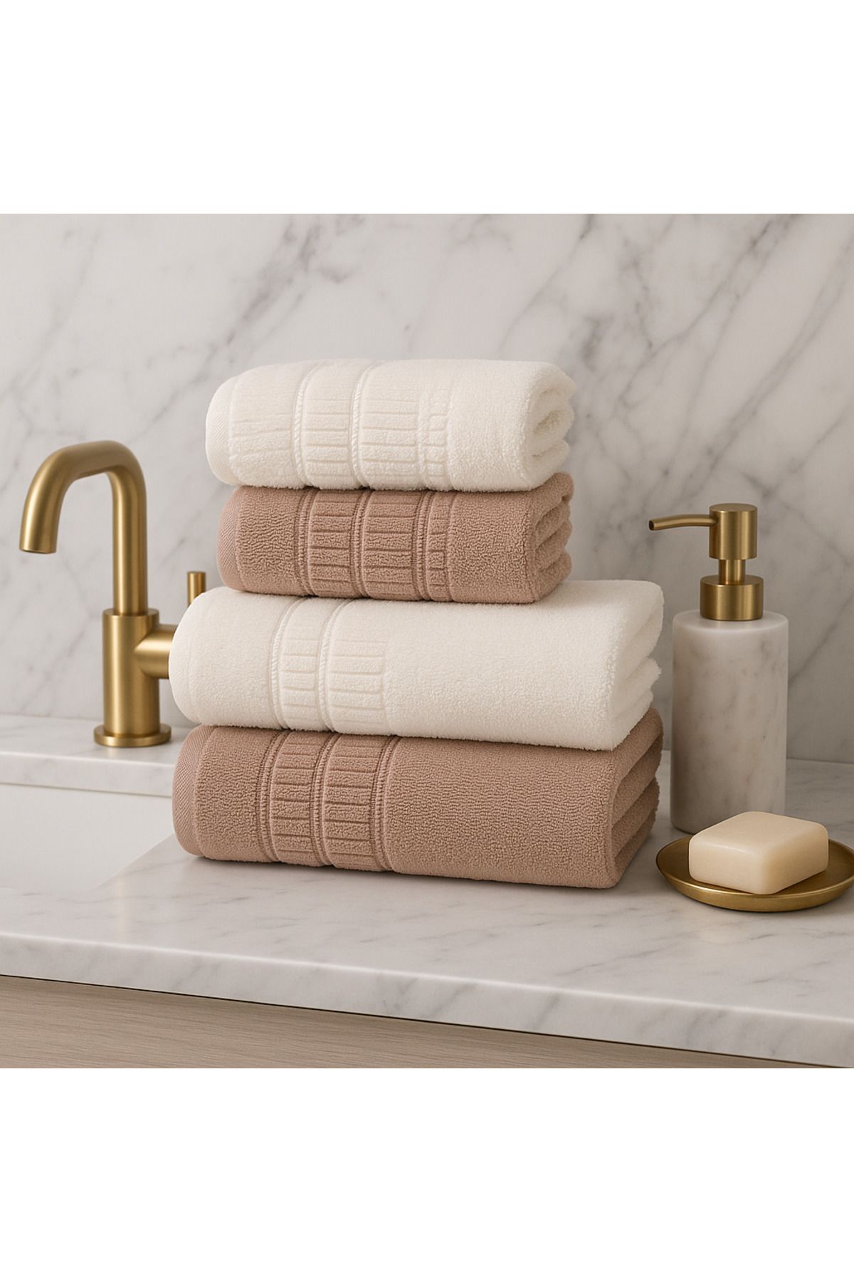 AYHANHOME 4'lü Banyo Havlu Takımı 2 adet 50x90-2 adet 90x150