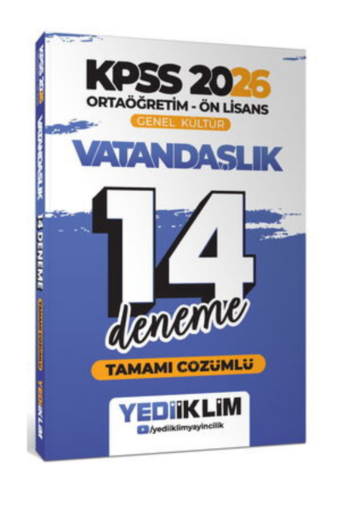 Yediiklim Yayınları 2026 KPSS Ortaöğretim Ön Lisans Genel Kültür Vatandaşlık Tamamı Çözümlü 14 Deneme-YEP YENİ
