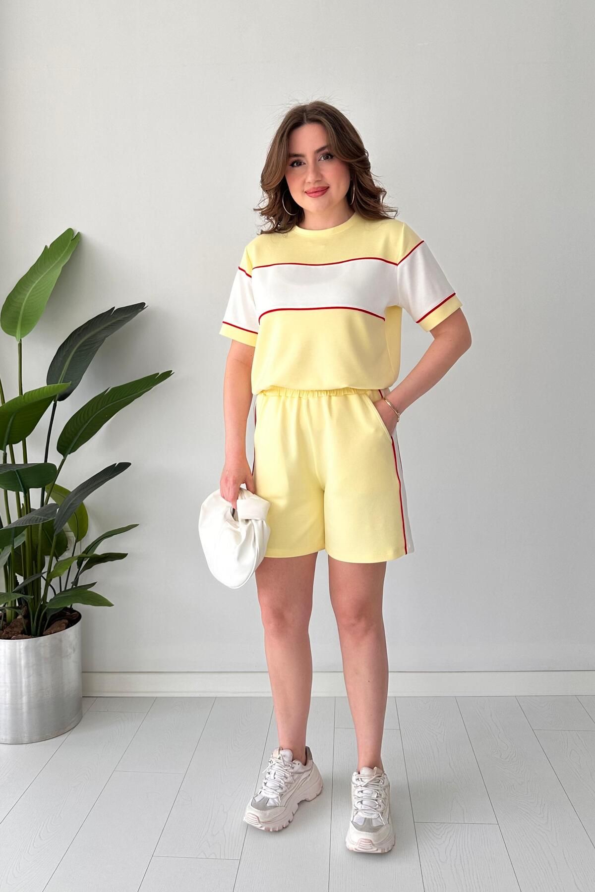 MaziButik Şortlu Orta Biyeli Takım Sarı