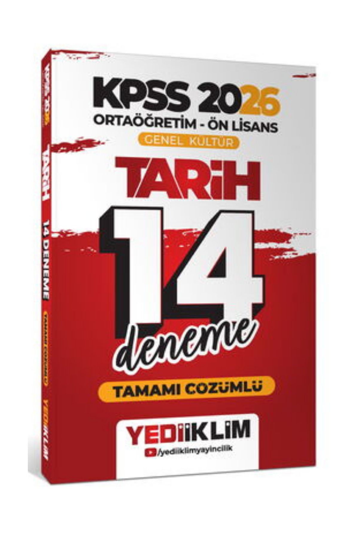 Yediiklim Yayınları 2026 KPSS Ortaöğretim Ön Lisans Genel Kültür Tarih Tamamı Çözümlü 14 Deneme-YEP YENİ
