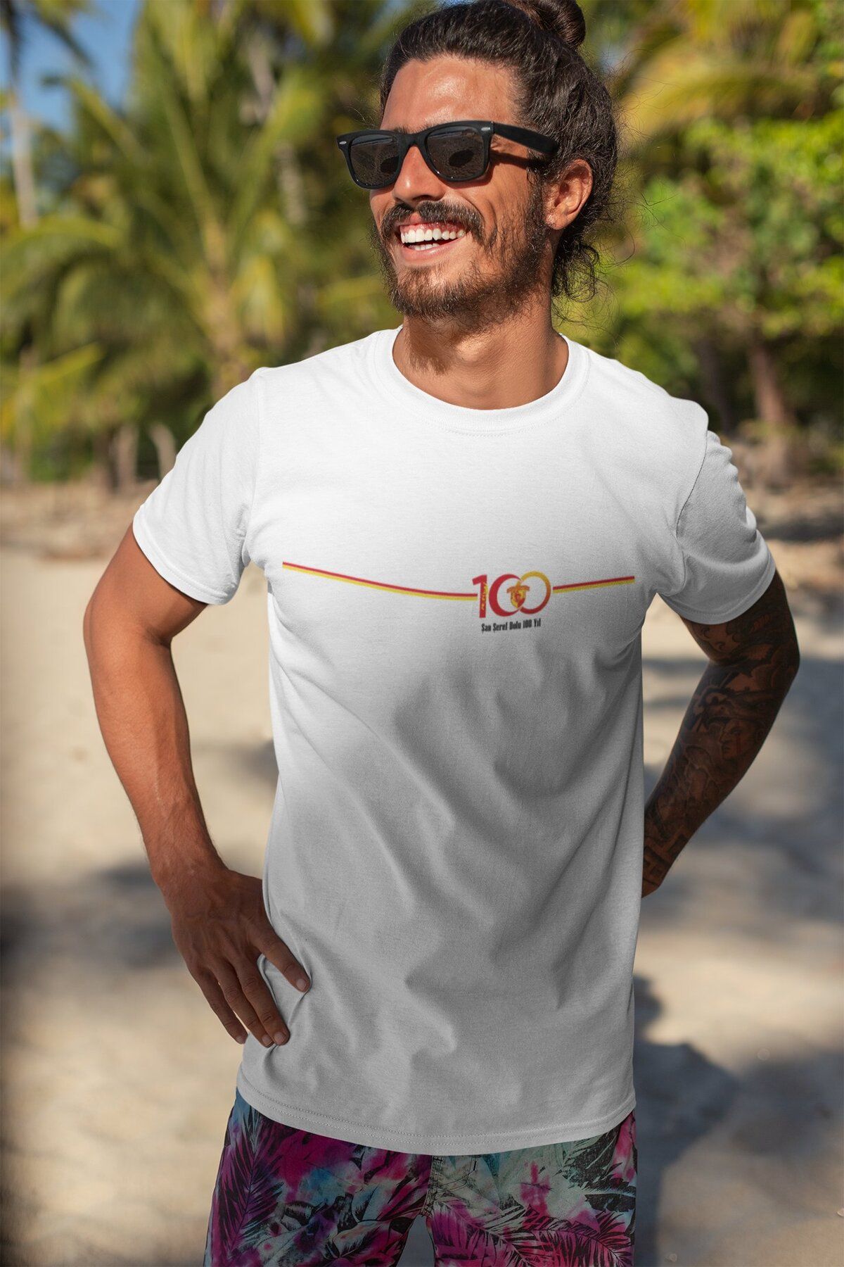 Sister Home Design Göztepe 100. Yıl - Şan Şeref Dolu 100 Yıl Kısa kollu bisiklet yaka t-shirt Erkek