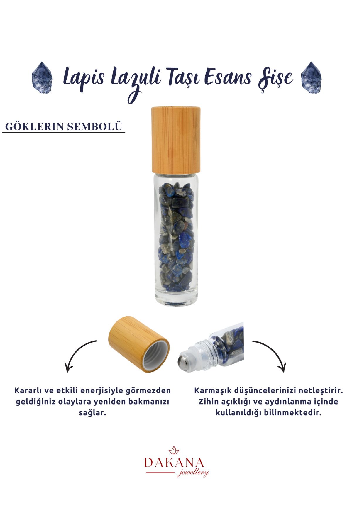 DAKANA JEWELLERY Sertifikalı Lapis Lazuli Doğal Taş Şişe