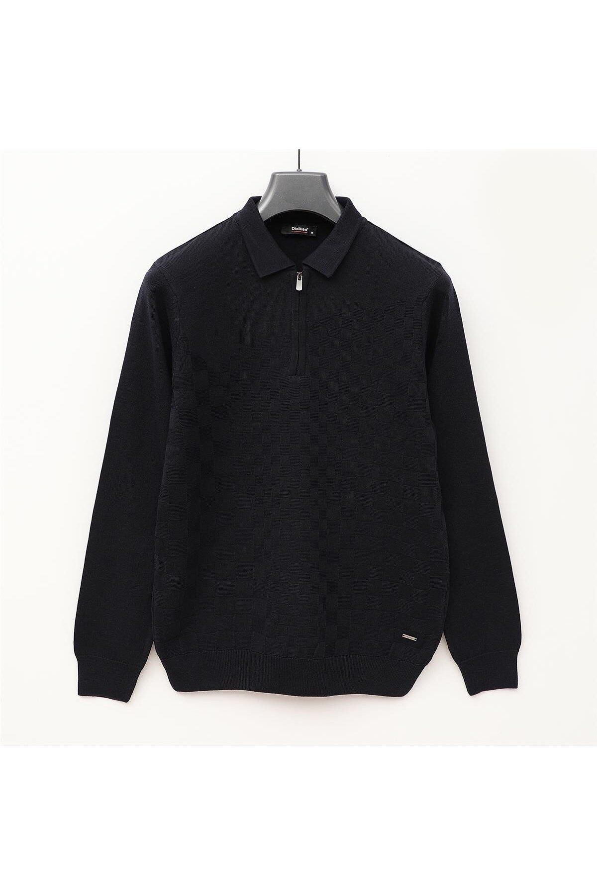 Dio Rise Erkek Şardonsuz Uzun Kol İnce Polo Yaka Sweatshirt - 189052 - Lacivert