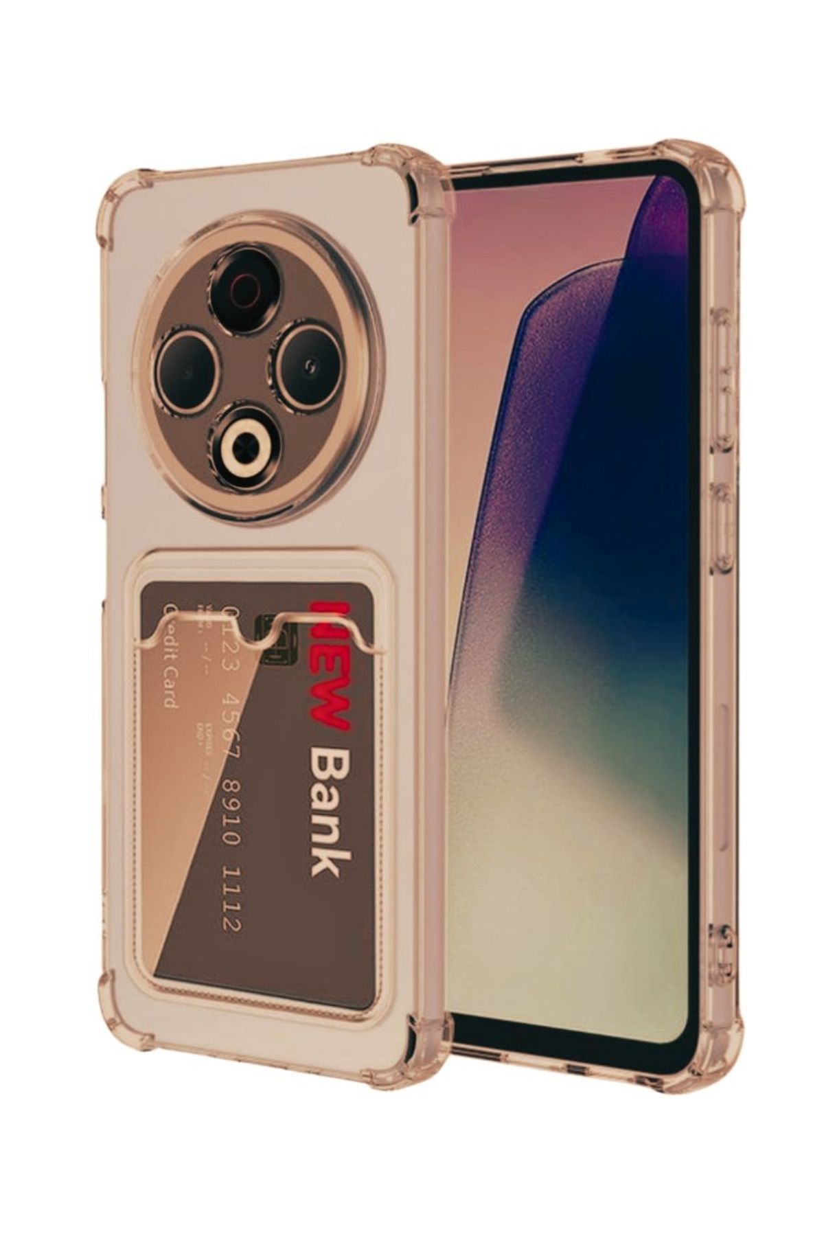 HANPORIUM Tecno Spark 30 Kılıf Darbe Emici Köşe Korumalı Kartlıklı Cüzdanlı Silikon Kapak - Füme