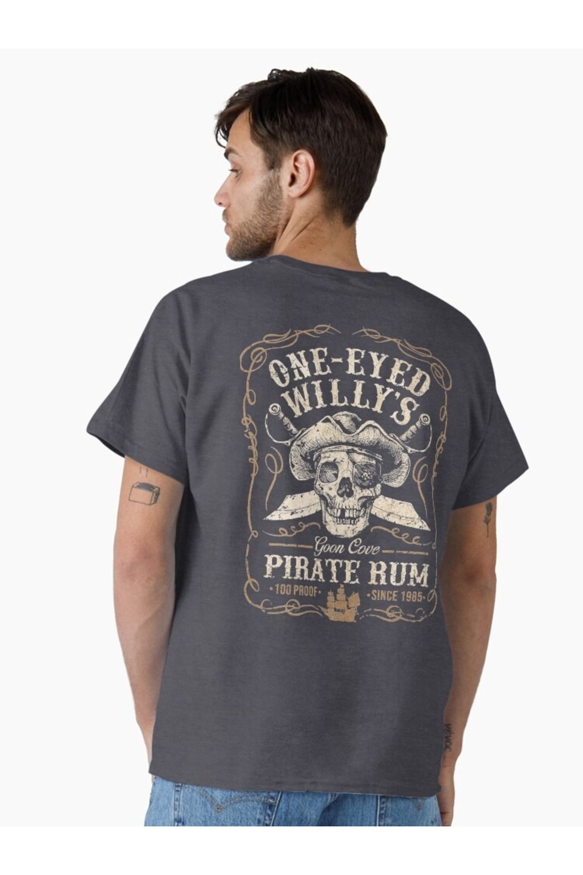 ship master Retro Korsan Baskılı Unisex Tişört – One-Eyed Willy’s Temalı