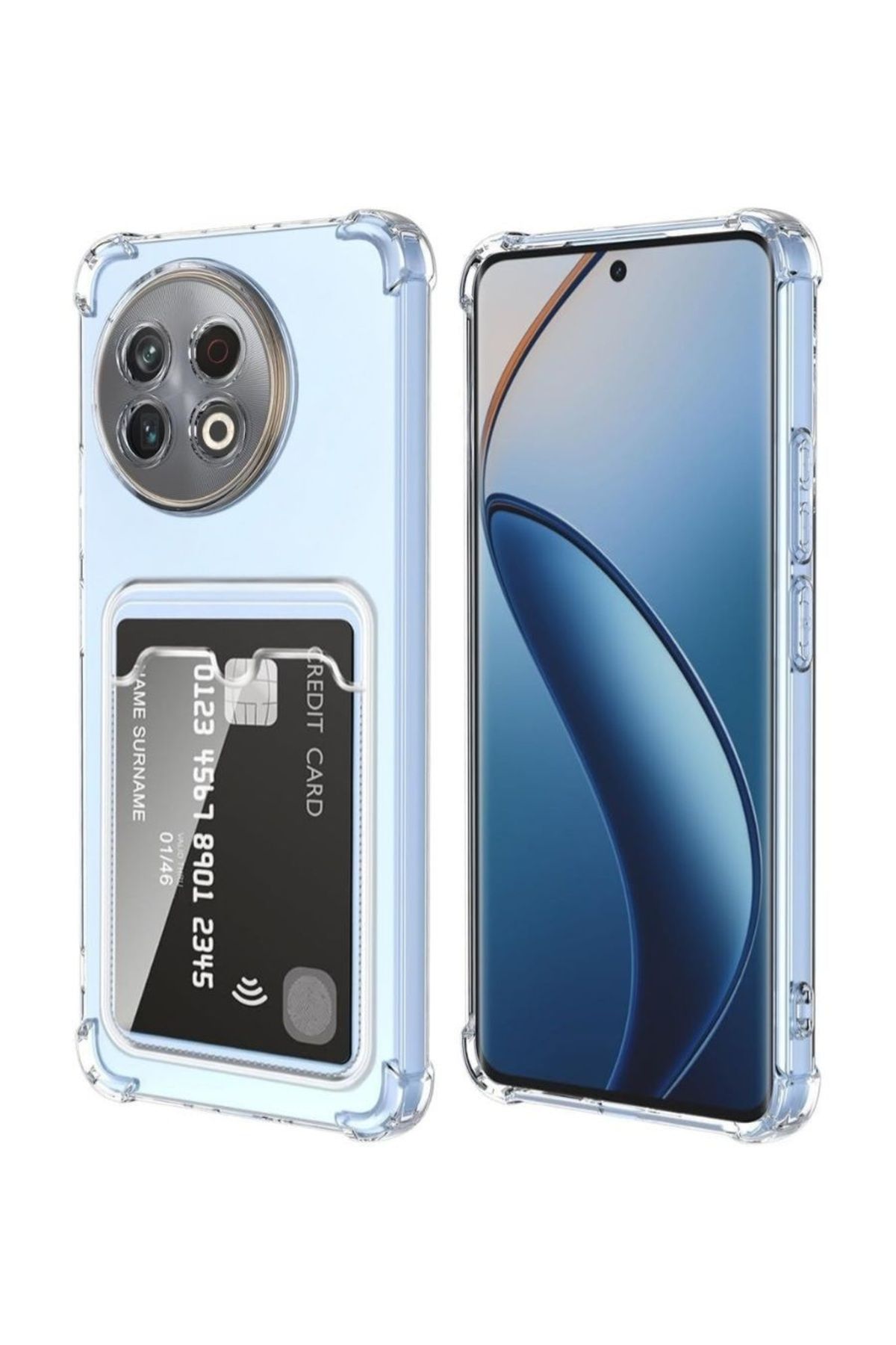 HANPORIUM Tecno Spark 30 Pro Kılıf Darbe Emici Köşe Korumalı Kartlıklı Cüzdanlı Silikon Kapak - Şeffaf