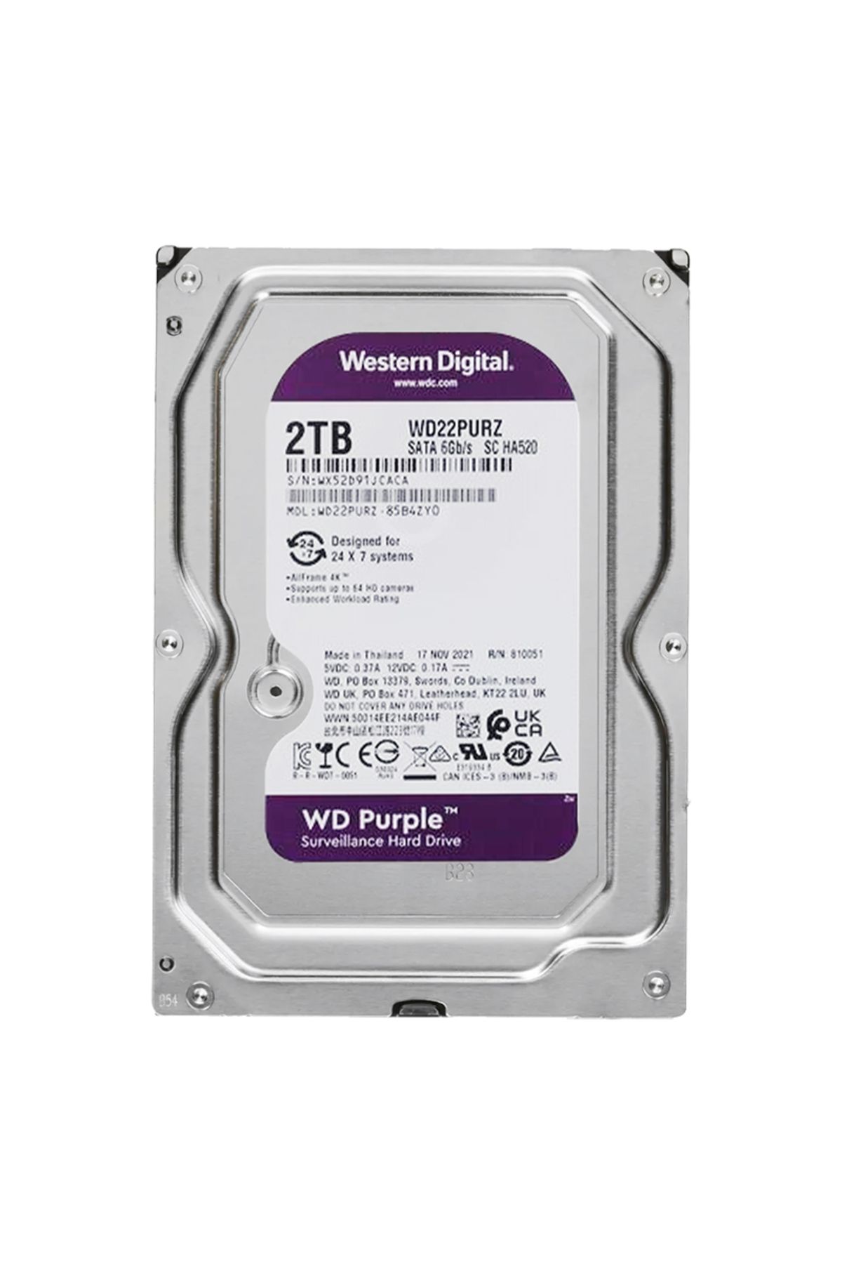Modafiks WESTERN DIGITAL PURPLE WD22PURZ 2 TB SATA 6GB/S 7/24 GÜVENLİK HARDDISK (4767)