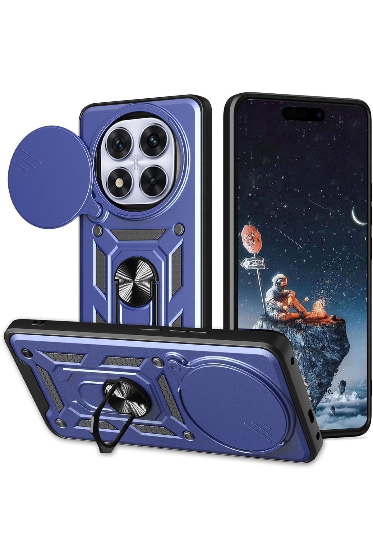 Rivor Xiaomi Redmi Note 14 Pro 4G Uyumlu Kılıf Kamera Sürgülü Standlı Yüzüklü Darbe Emici Koruyucu Kapak