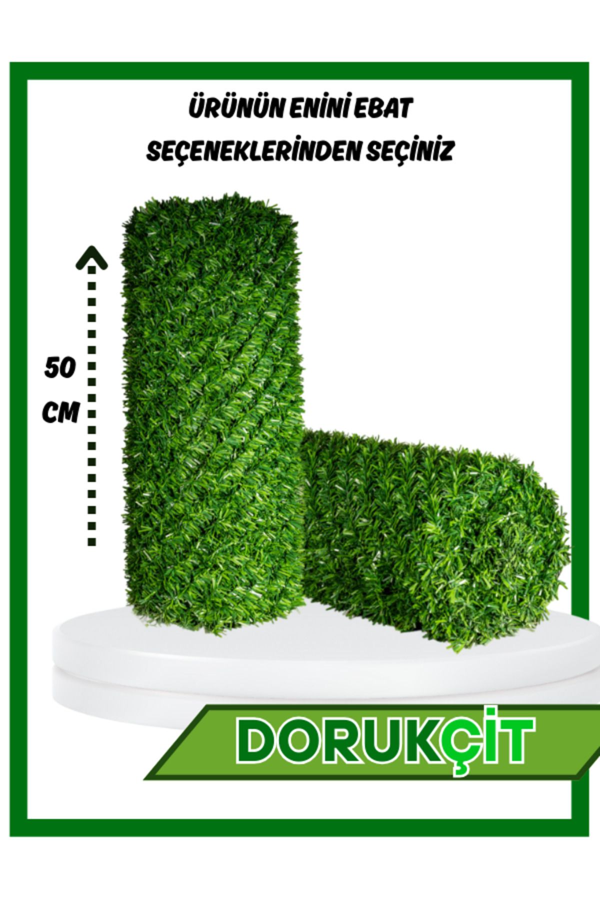 Doruk Dekoratif Çim Çit Rulo 50 Cm x 5 Metre – Yapay Çim Çit Panel Bahçe Balkon Çiti