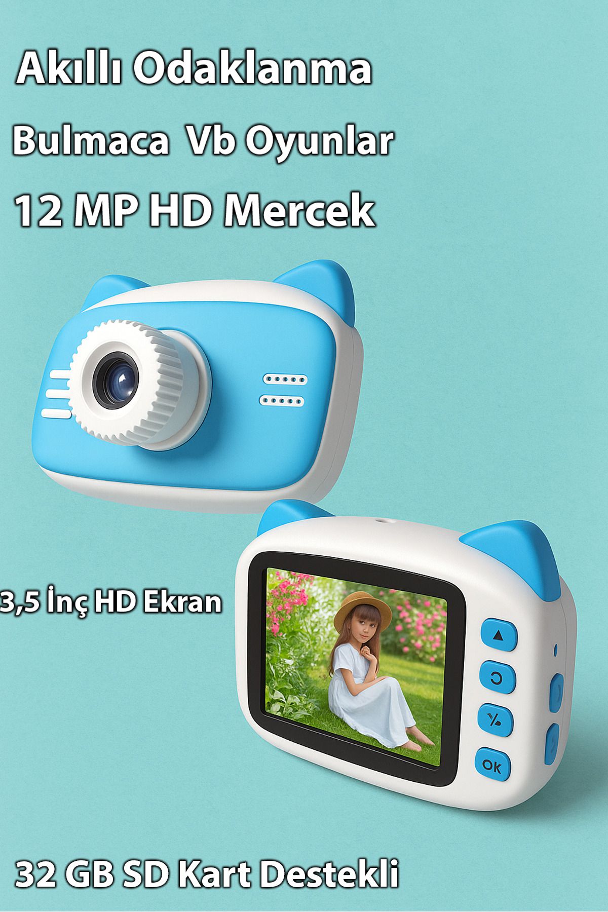 nextbuy Dijital Fotoğraf Ve Video Makinesi Camera Çocuk 3,5 İnç Hd Kamera Selfie Mavi Kamera X900