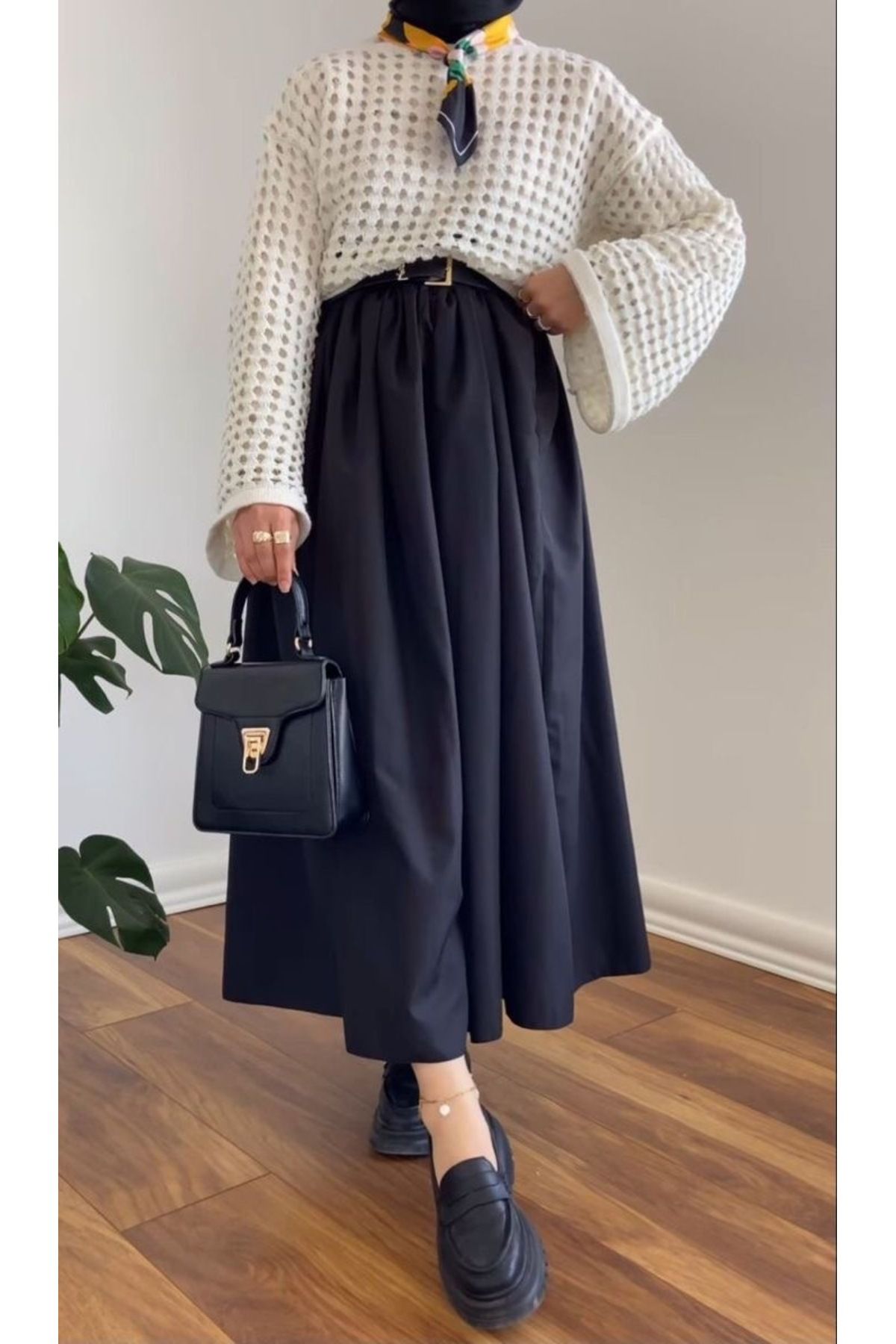 UYN SPORT Siyah Beli Lastikli Poplin Etek