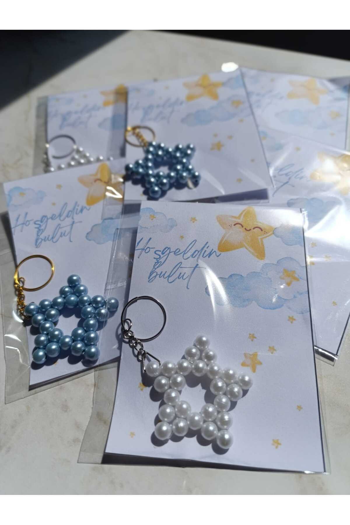 NLYCOLLECTİON İNCİ YILDIZ ANAHTARLIK 20 ADET (KİŞİYE ÖZEL) BEBEK MEVLİDİ, DOĞUMGÜNÜ,HOŞGELDİN BEBEK,HEDİYELİĞİ fotoğrafı 4 (önizleme)