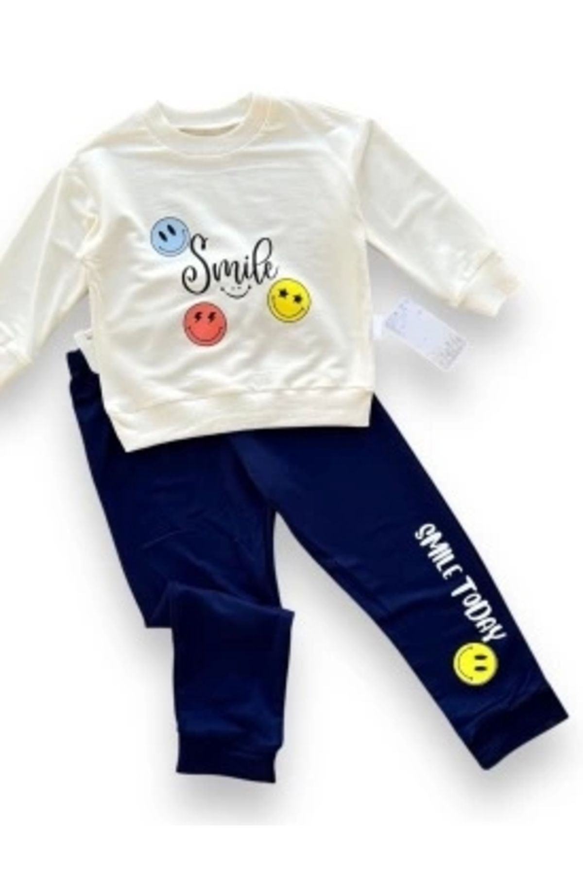 Diji Baby 6-9-12-18 Ay Emoje Baskılı Pamuk Penye Kumaş Erkek Bebek Takımı