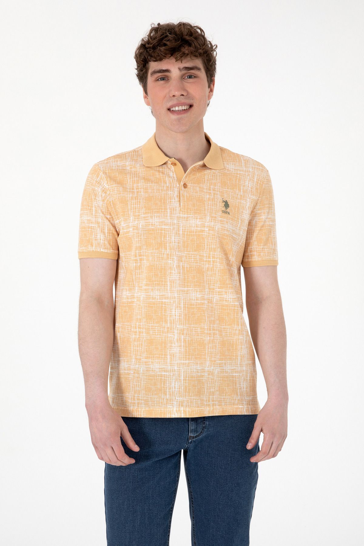 U.S. Polo Assn. U.s. Polo Assn. Erkek Regular Fit Polo Yaka Desenli %100 Pamuk T-Shirt 2103243