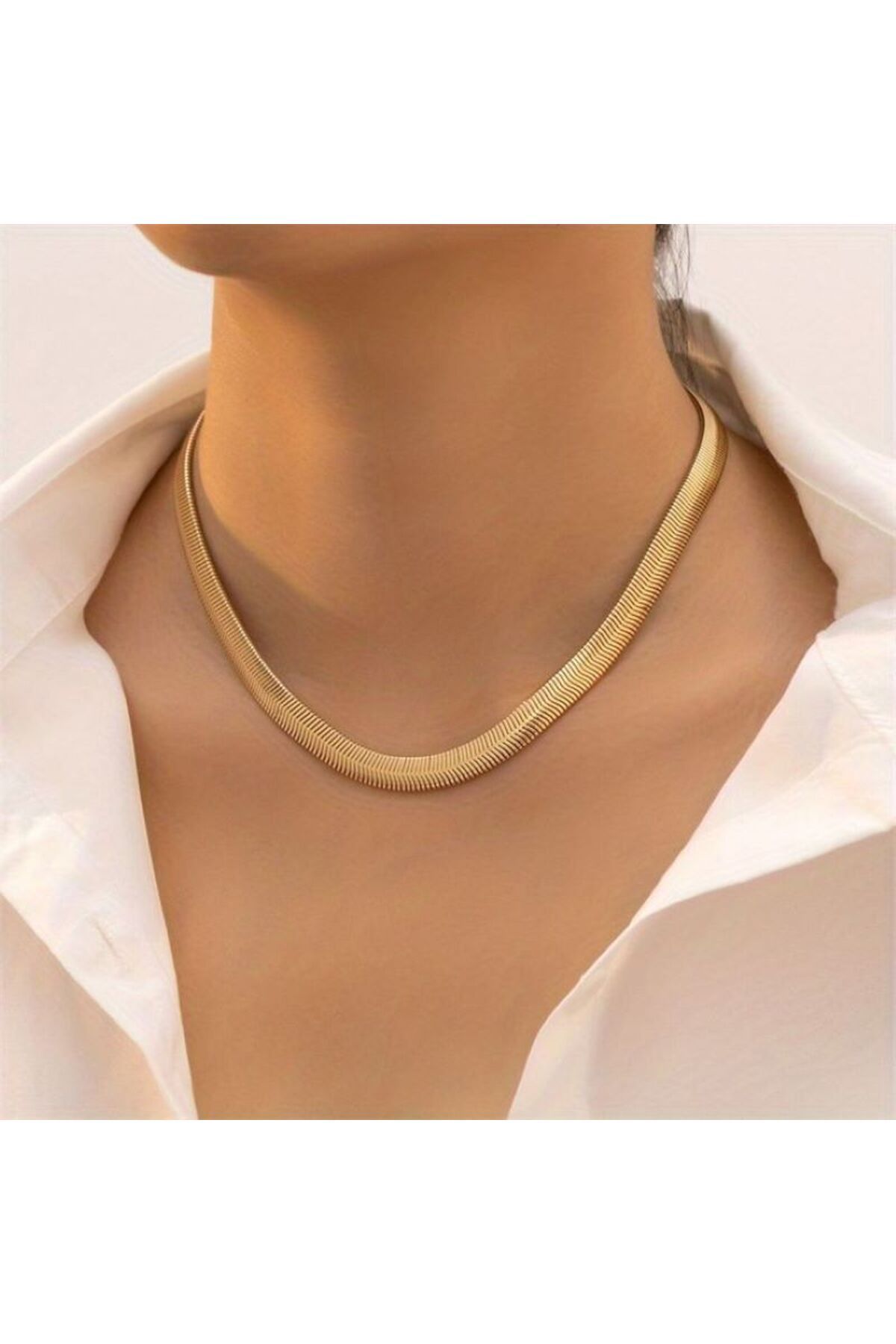 Ervalina Trend İtalyan Yılan Model Çelik Kolye Altın Rengi