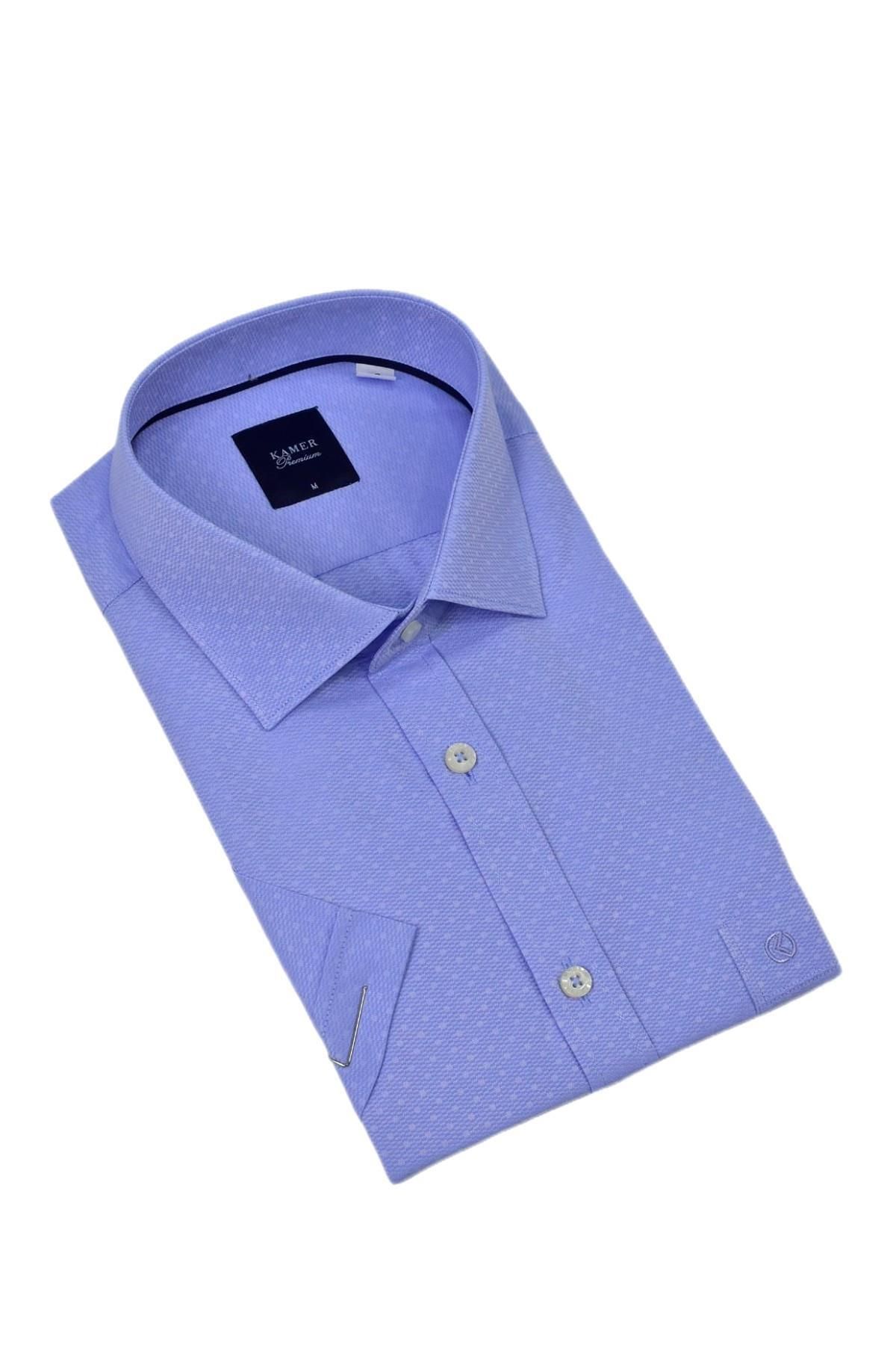 KAMER-Men's Classic Dobby Short Sleeve Shirt 9408 Bgl-St04569 3