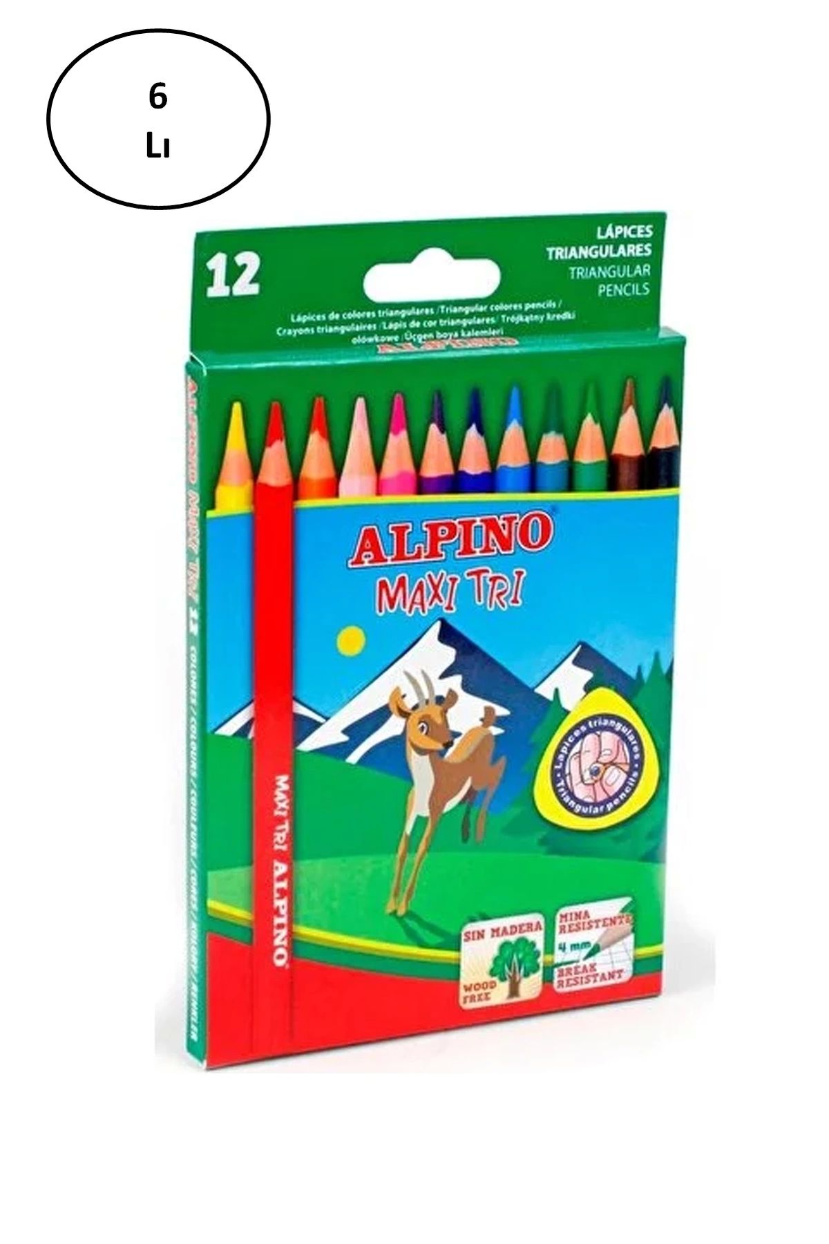 PRATİKOBA Cem Alpino ALP-AL-2133 Kuru Boya Kalemi 12 Renk 6'lı