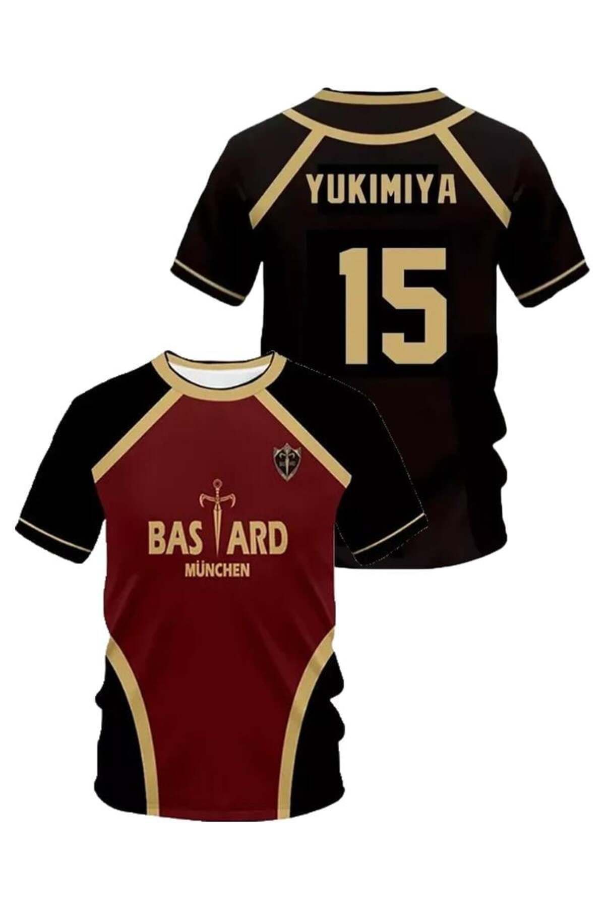 1blood Siyah Bordo Anime Blue Lock 15 Yukimiya Forma Unisex T-shirt