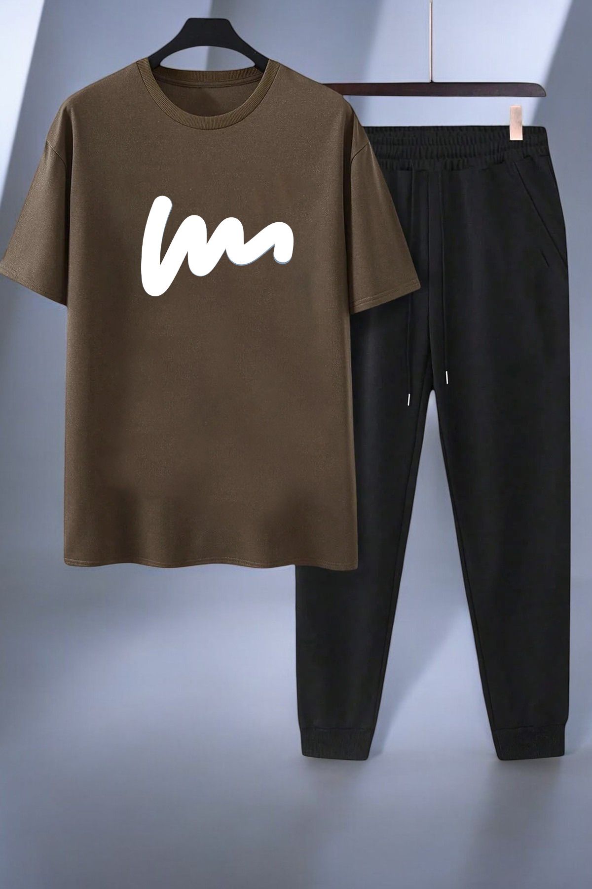 uyguntarz Unisex W Yazı Tasarım Basklı Tshirt Eşofman Takımı