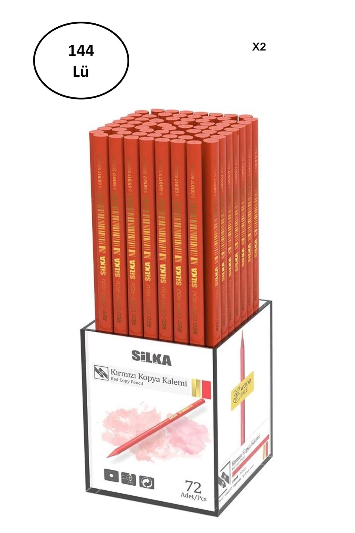 PRATİKOBA Silka Kırmızı Kopya Kalemi 144'lü