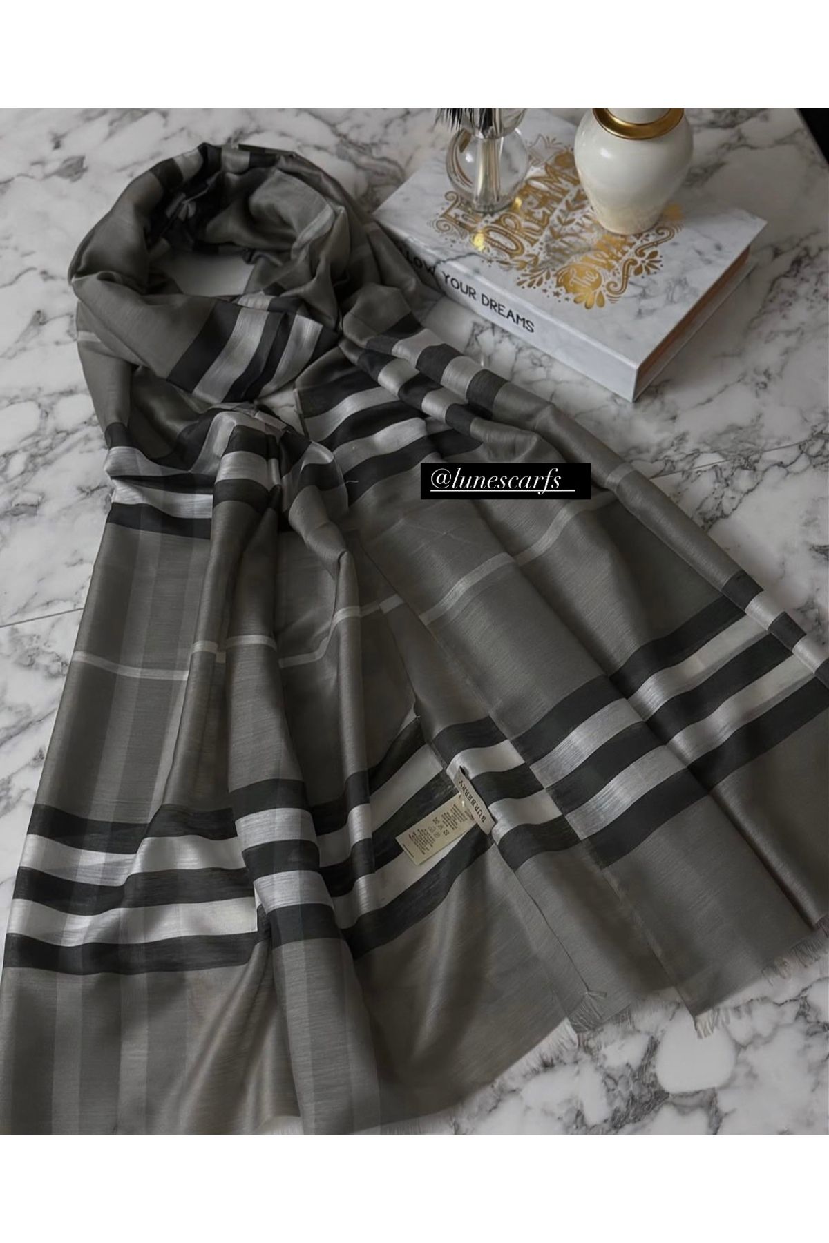 lune Burberry ekose desen ithal şal
