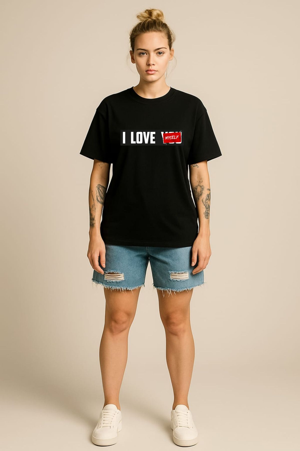 MAYK STREETWEAR OVERSIZE TSHIRT - UNISEX I LOVE MYSELF BASKILI TSHIRT
