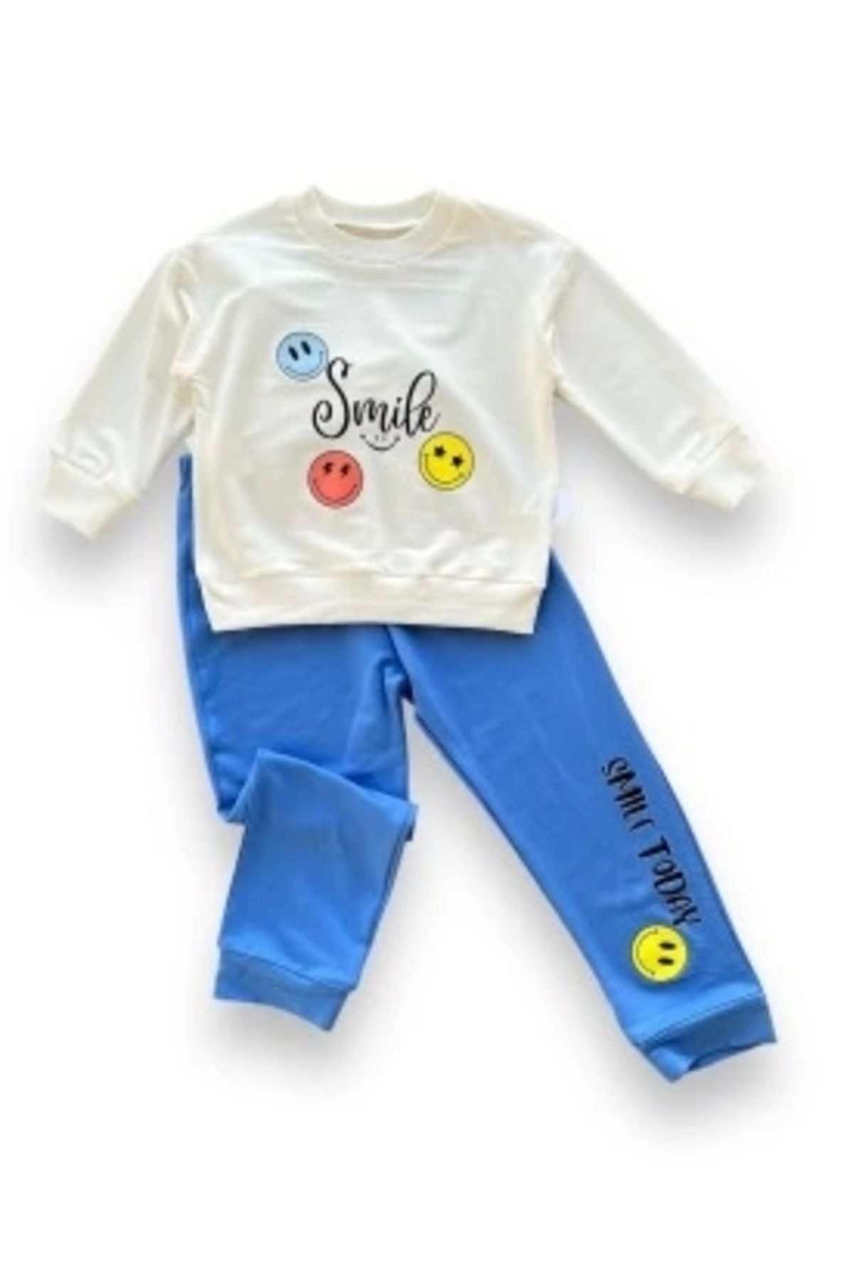 Diji Baby 6-9-12-18 Ay Emoje Baskılı Pamuk Penye Kumaş Erkek Bebek Takımı