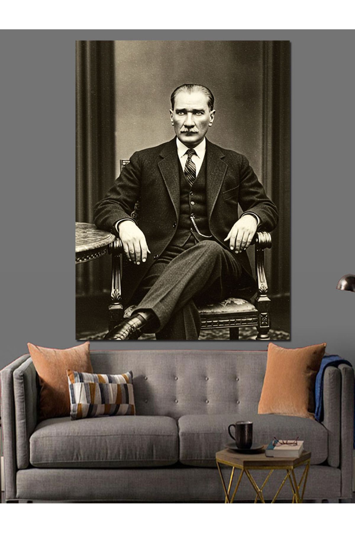 Tablomega Mustafa Kemal Atatürk Dekoratif Kanvas - Mdf Ahşap Tablo