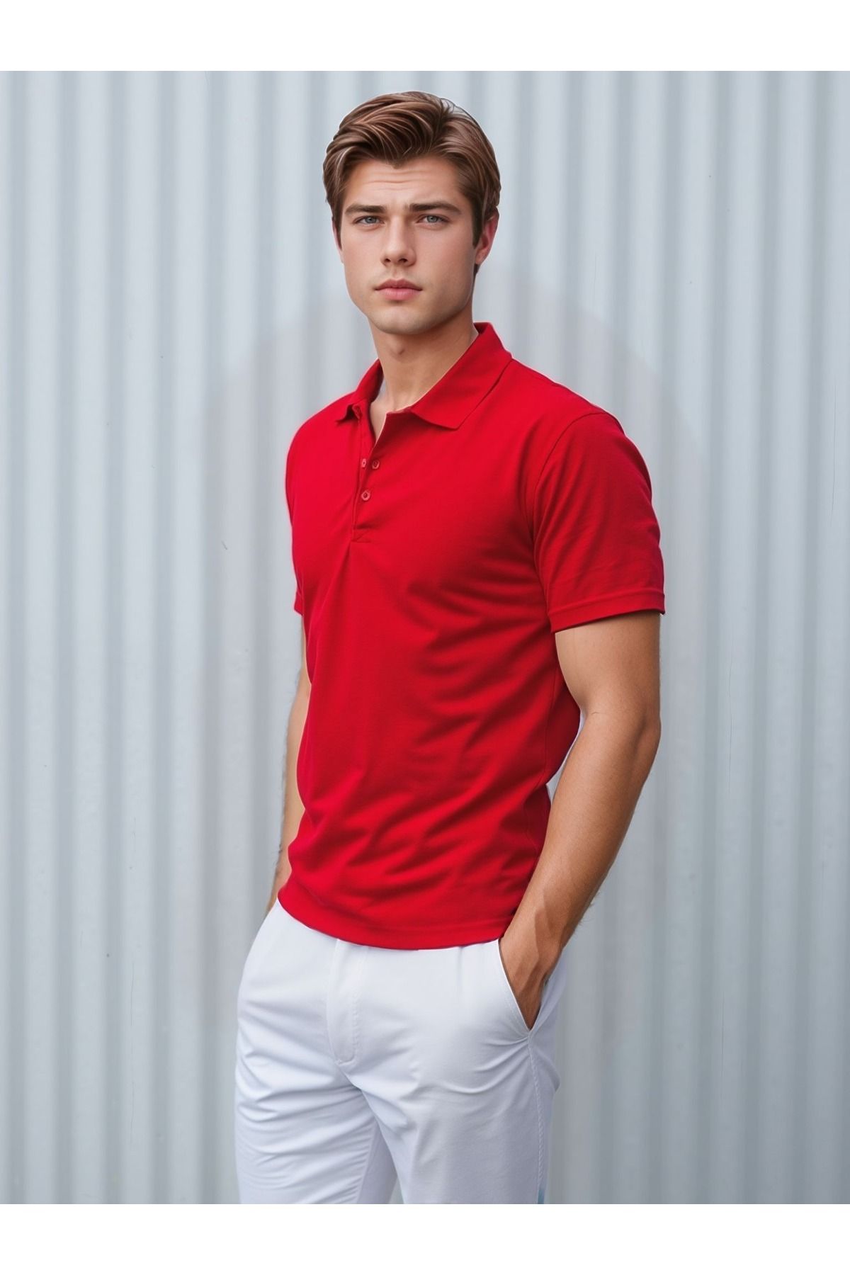 White Velvet Polo Yaka %100 Pamuklu Yarım Pat Düğmeli Tişört YPT25.ABS